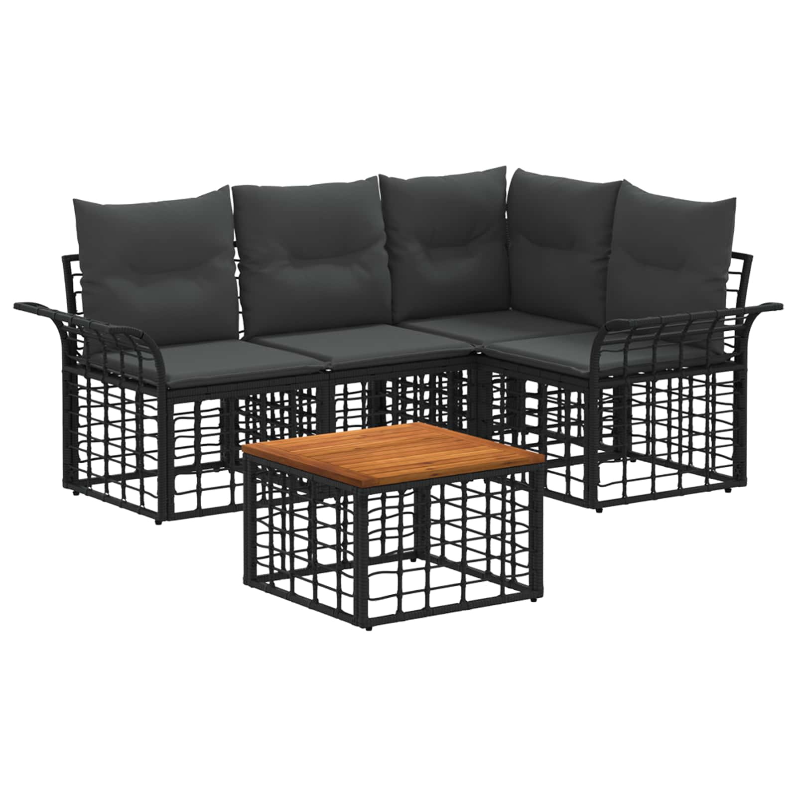 Set vanjskih sofa 5 pcs Crna i tamno siva Poliester