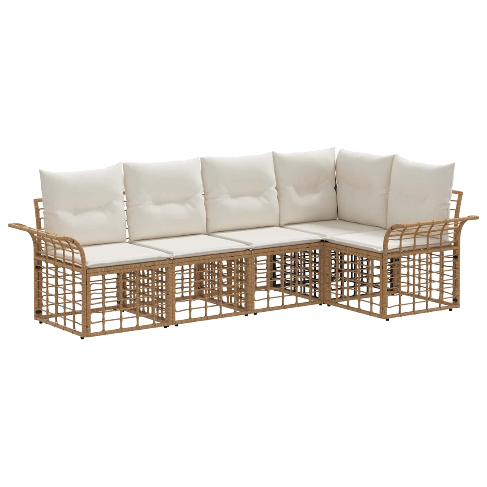 Set vanjskih sofa 5 pcs Prirodna i krema bijela Poliester