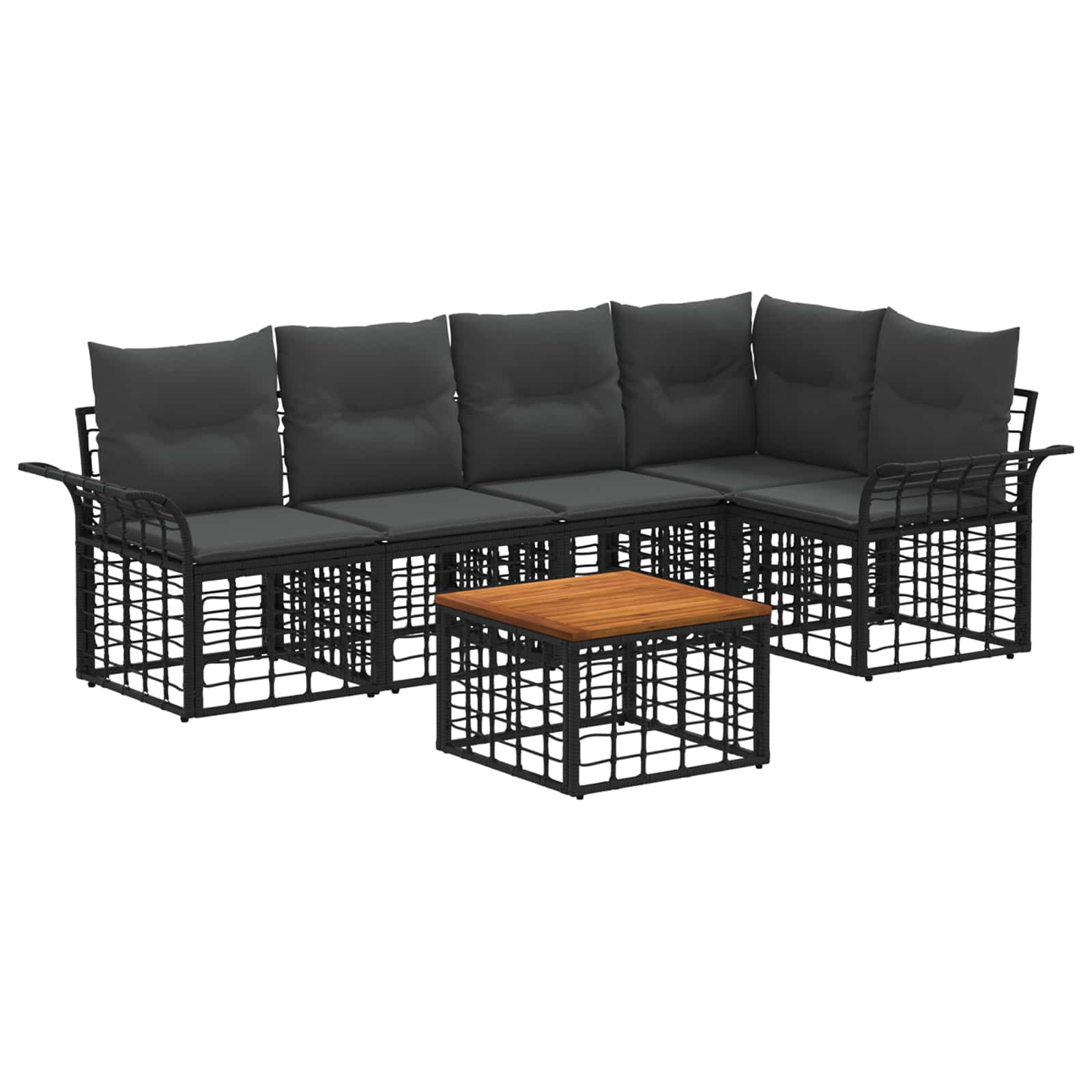 Set vanjskih sofa 6 pcs Crna i tamno siva Poliester