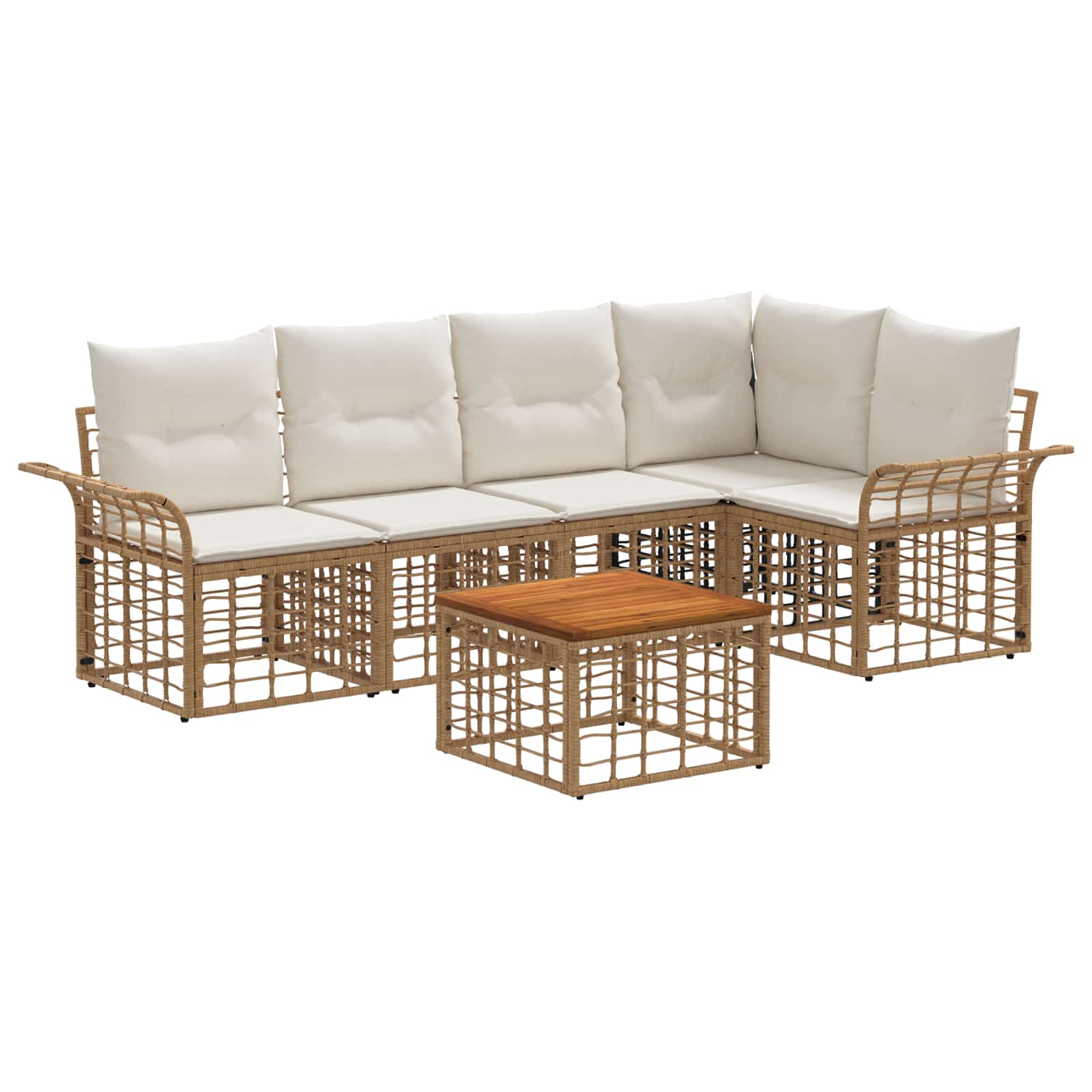 Set vanjskih sofa 6 pcs Prirodna i krema bijela Poliester