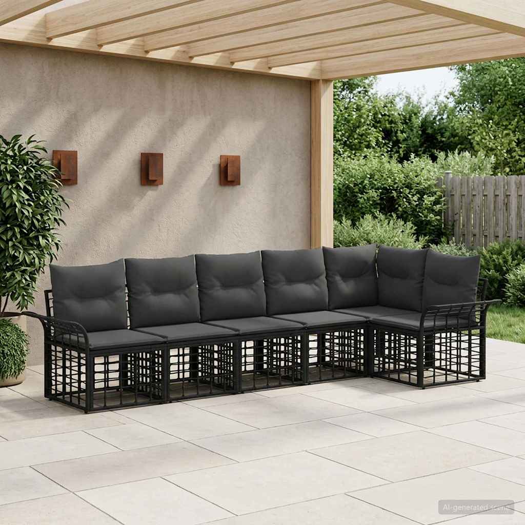 Set vanjskih sofa 6 pcs Crna i tamno siva Poliester