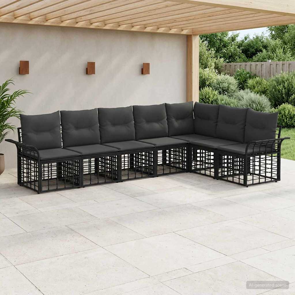 Set vanjskih sofa 7 pcs Crna i tamno siva Poliester