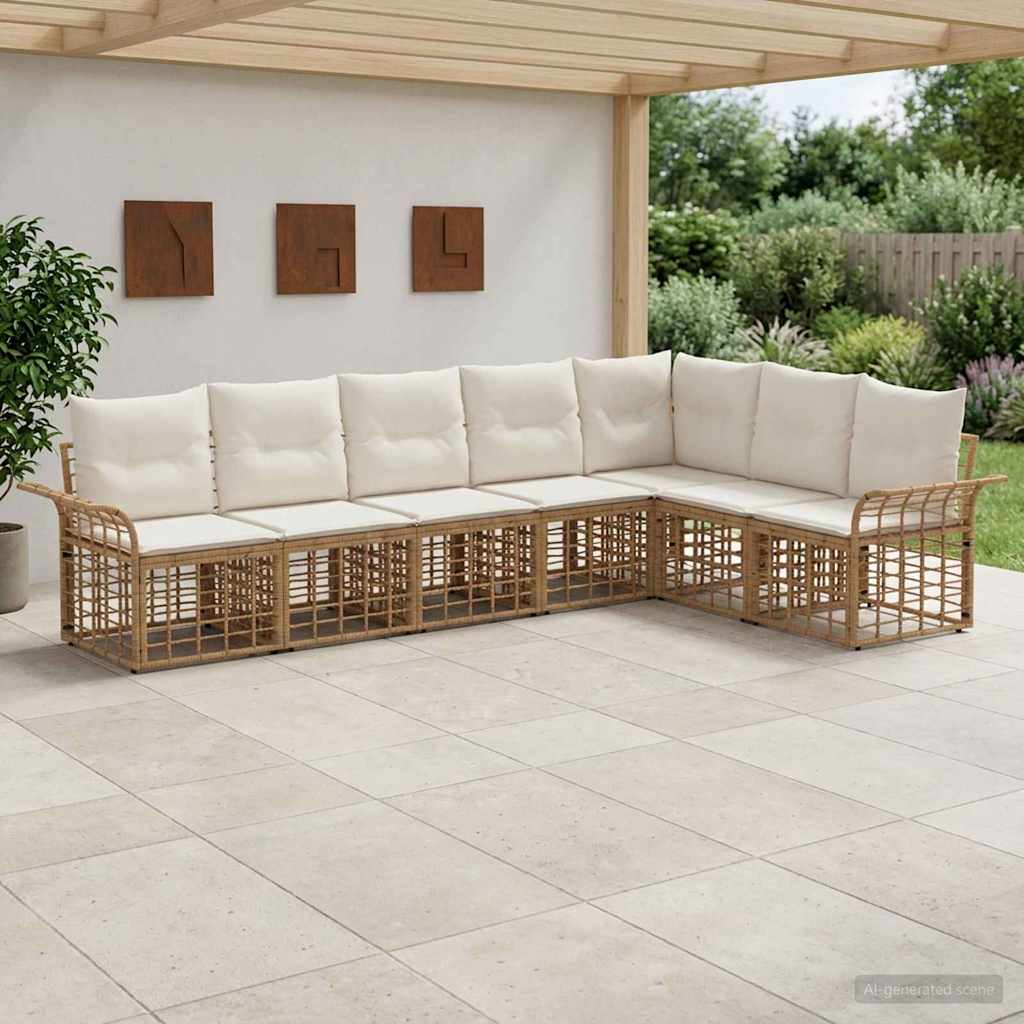 Set vanjskih sofa 7 pcs Prirodna i krema bijela Poliester