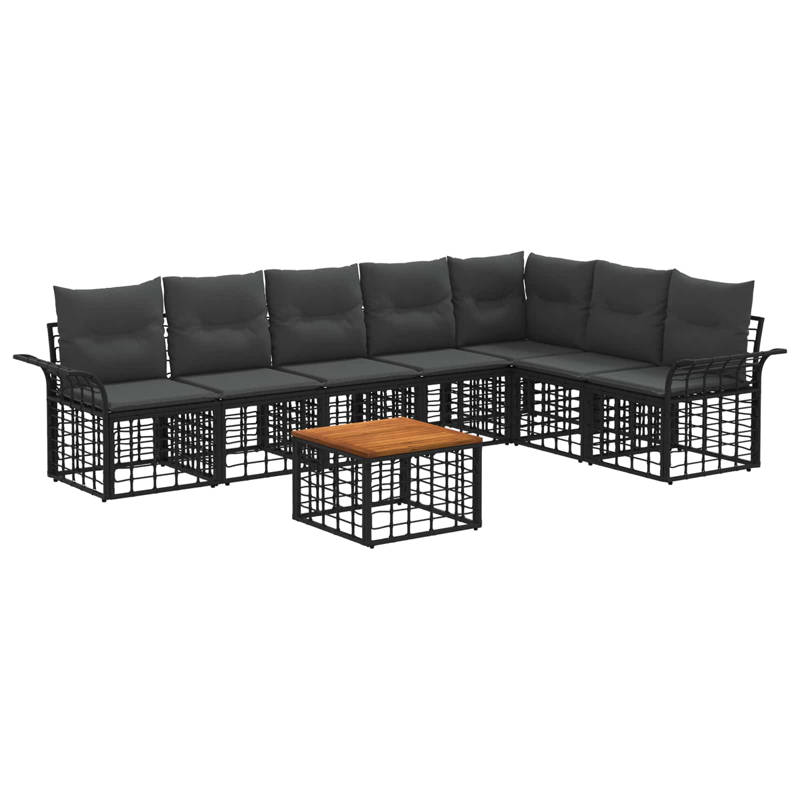 Set vanjskih sofa 8 pcs Crna i tamno siva Poliester