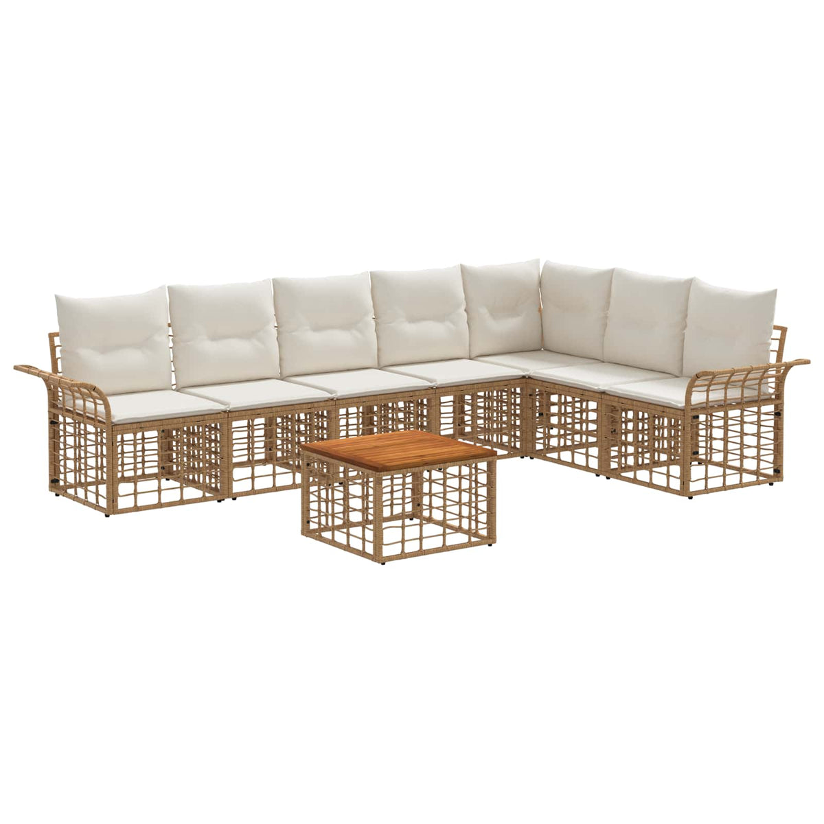 Set vanjskih sofa 8 kom. Prirodna i krema bijela Poliester