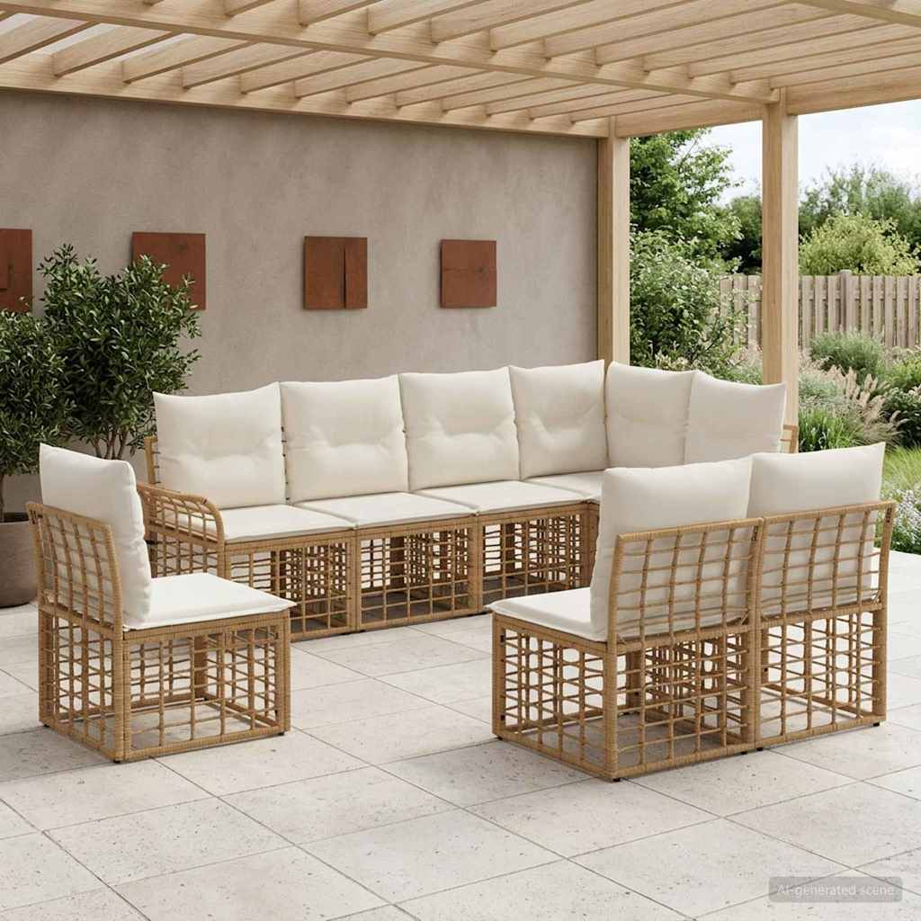 Set vanjskih sofa 8 pcs Prirodna i krema bijela Poliester