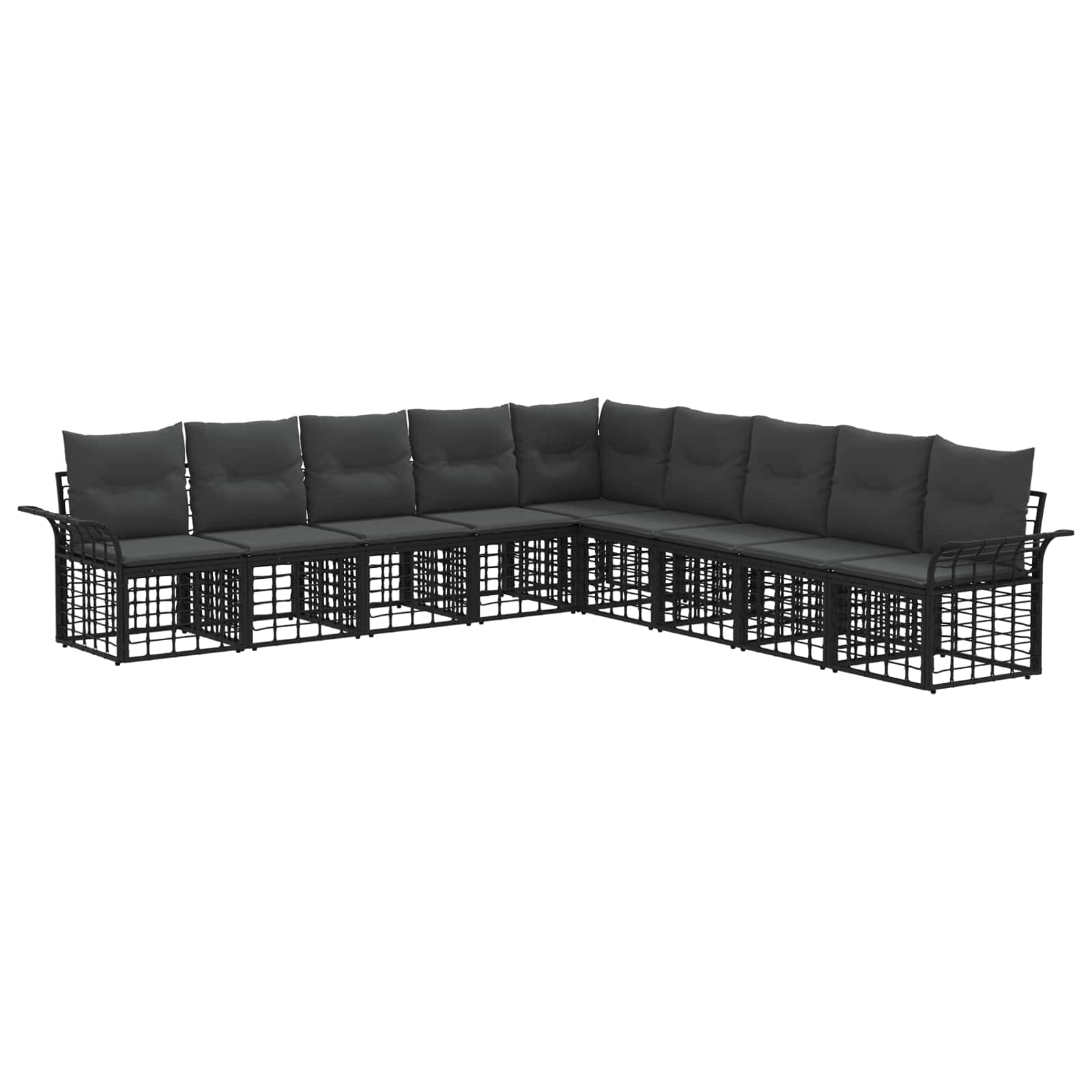 Set vanjskih sofa 9 pcs Crna i tamno siva Poliester