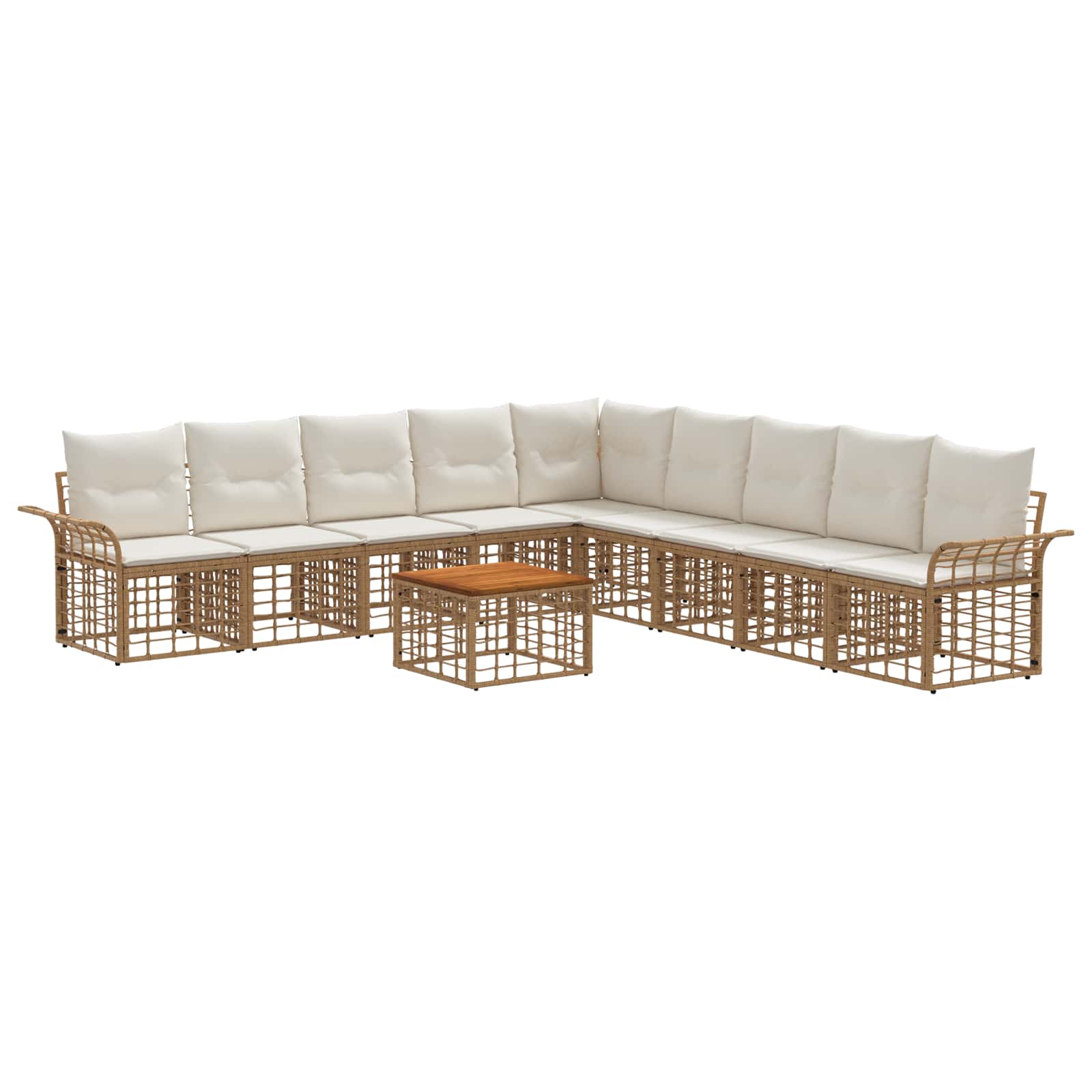 Set vanjskih sofa 10 pcs Prirodna i krema bijela Poliester
