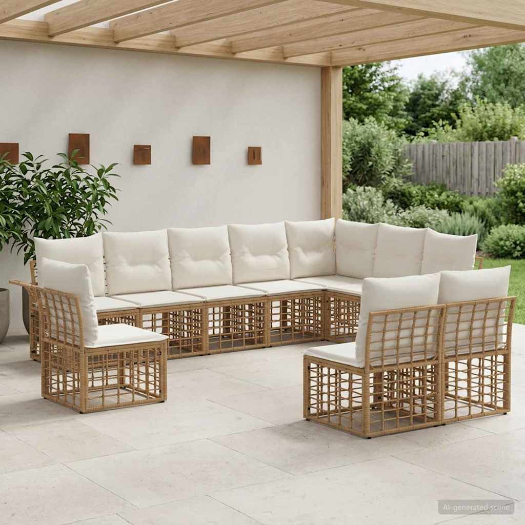 Set vanjskih sofa 10 pcs Prirodna i krema bijela Poliester