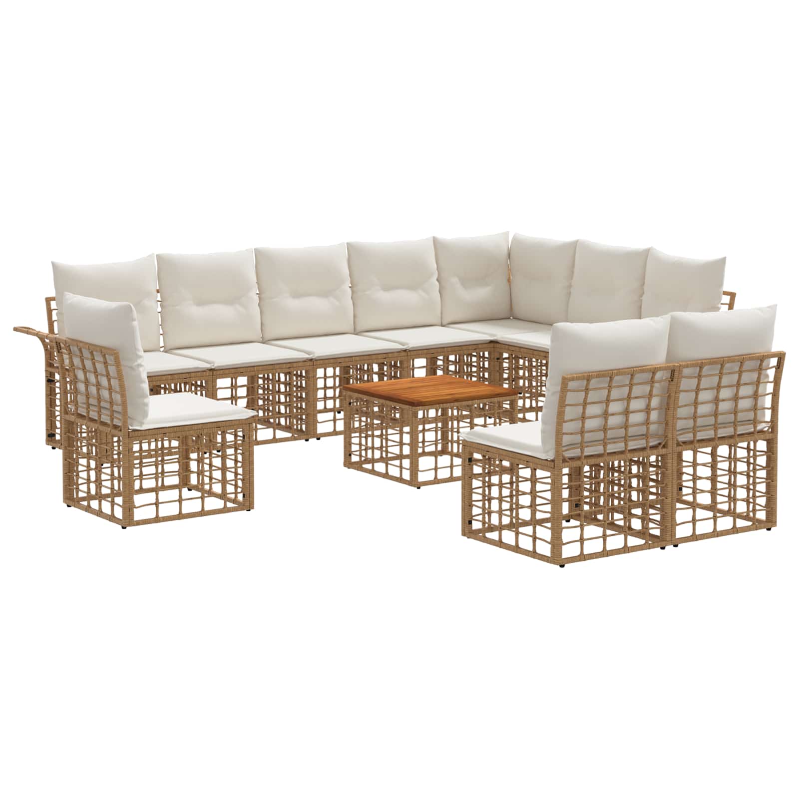 Set vanjskih sofa 11 pcs Prirodna i krema bijela Poliester