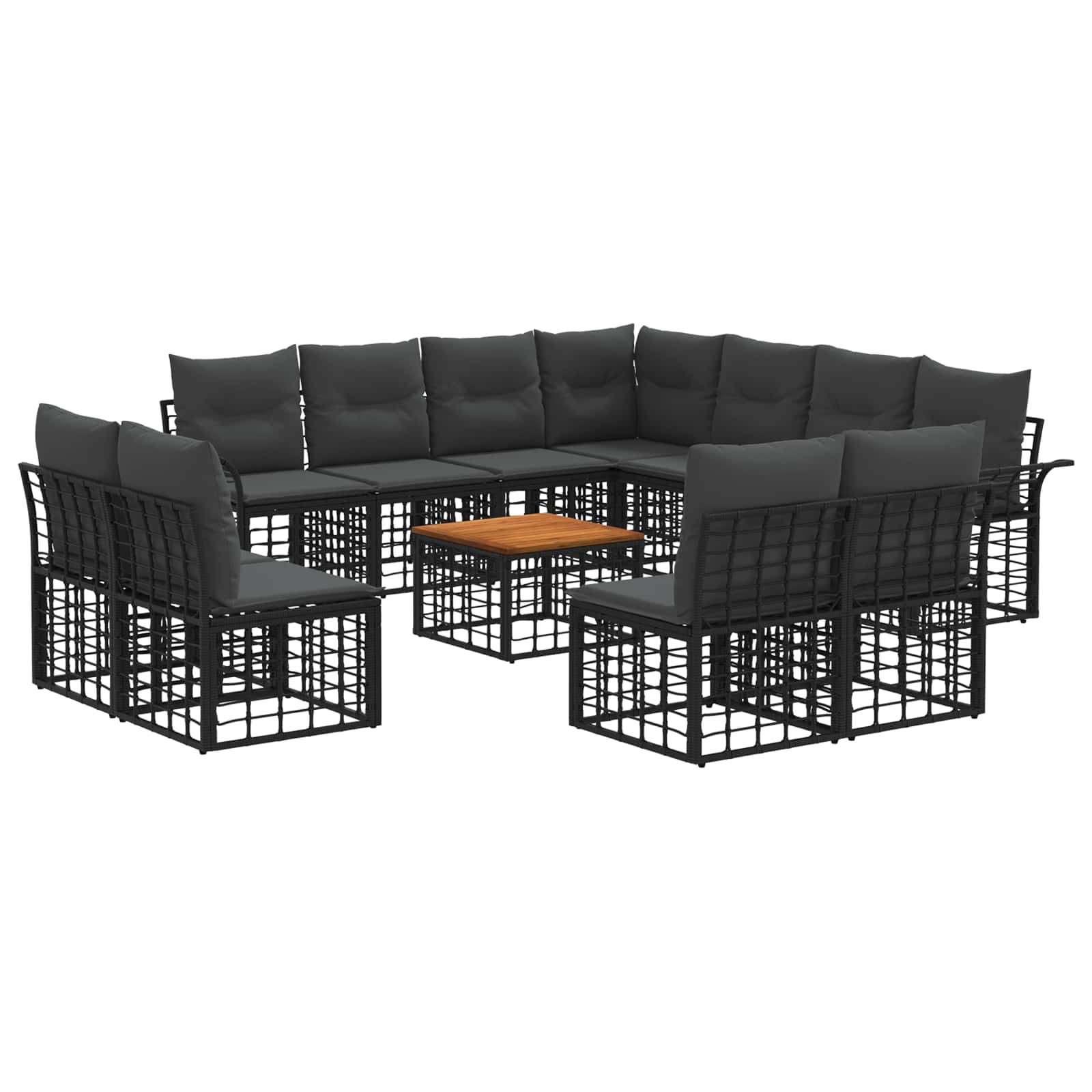 Set vanjskih sofa 12 pcs Crna i tamno siva Poliester