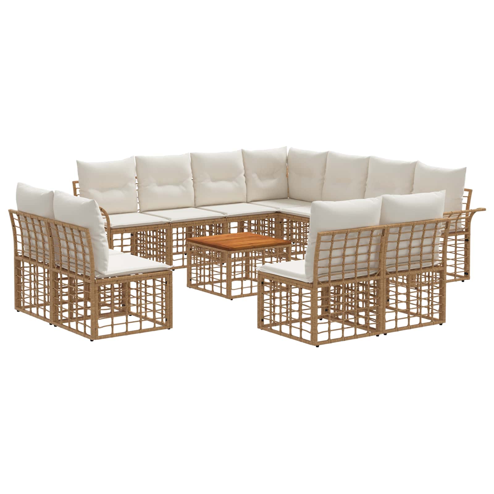 Set vanjskih sofa 12 pcs Prirodna i krema bijela Poliester