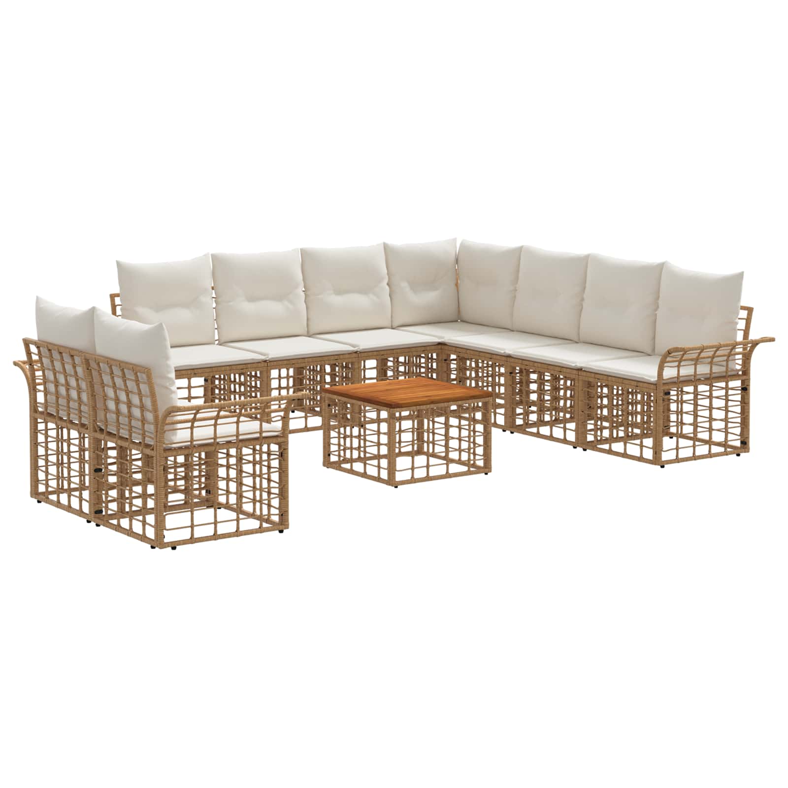 Set vanjskih sofa 10 pcs Prirodna i krema bijela Poliester