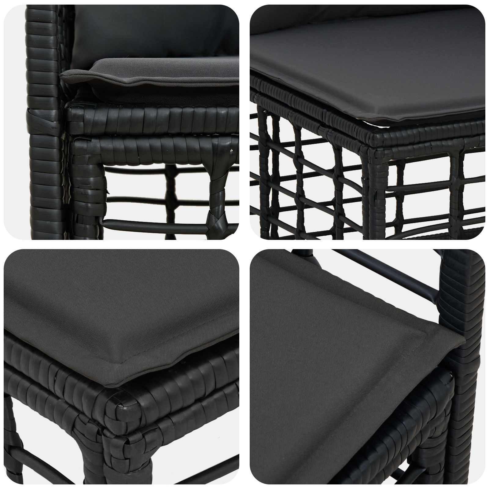 Set vanjskih sofa s jastukom 7 pcs Crna i tamno siva Poliester