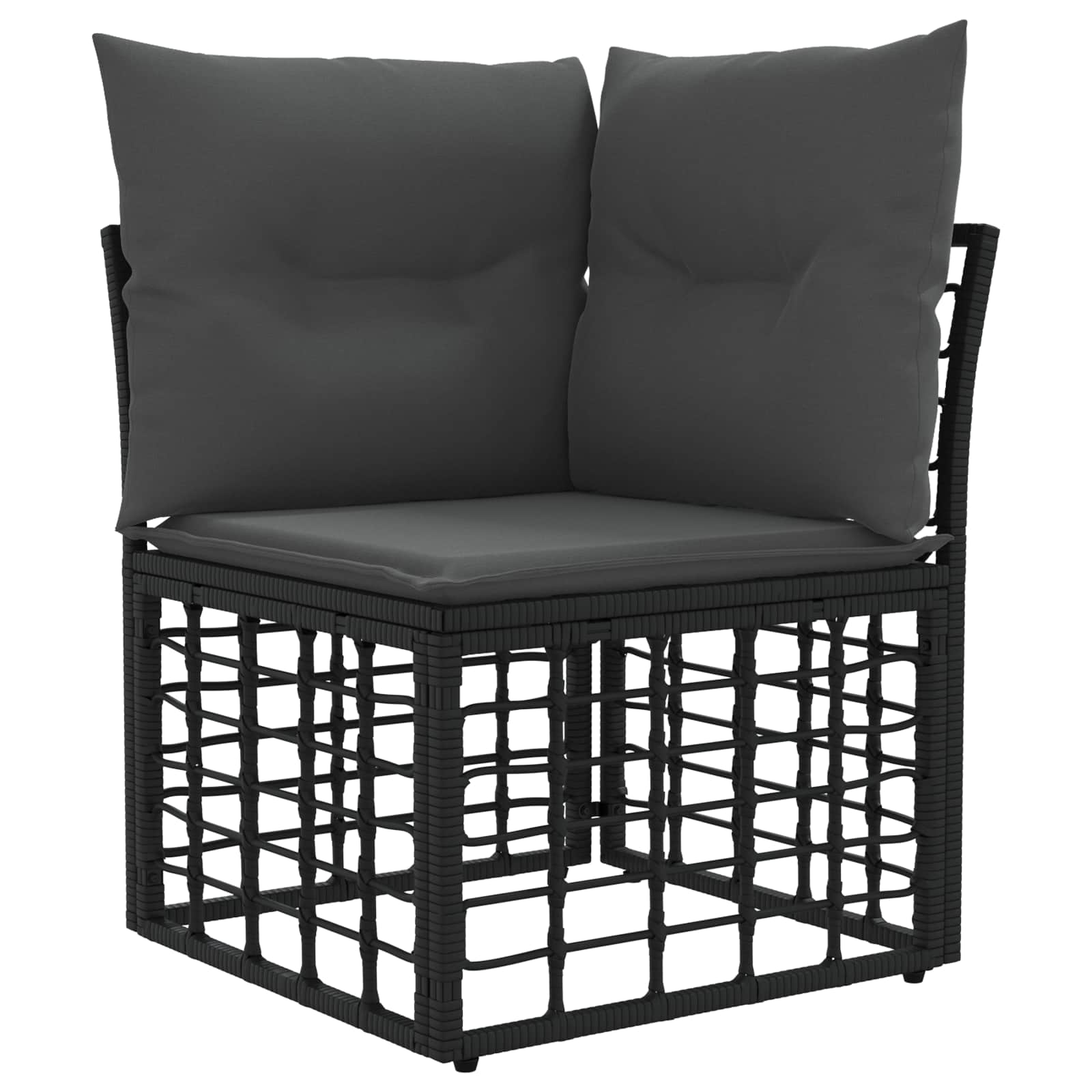 Set vanjskih sofa s jastukom 7 pcs Crna i tamno siva Poliester