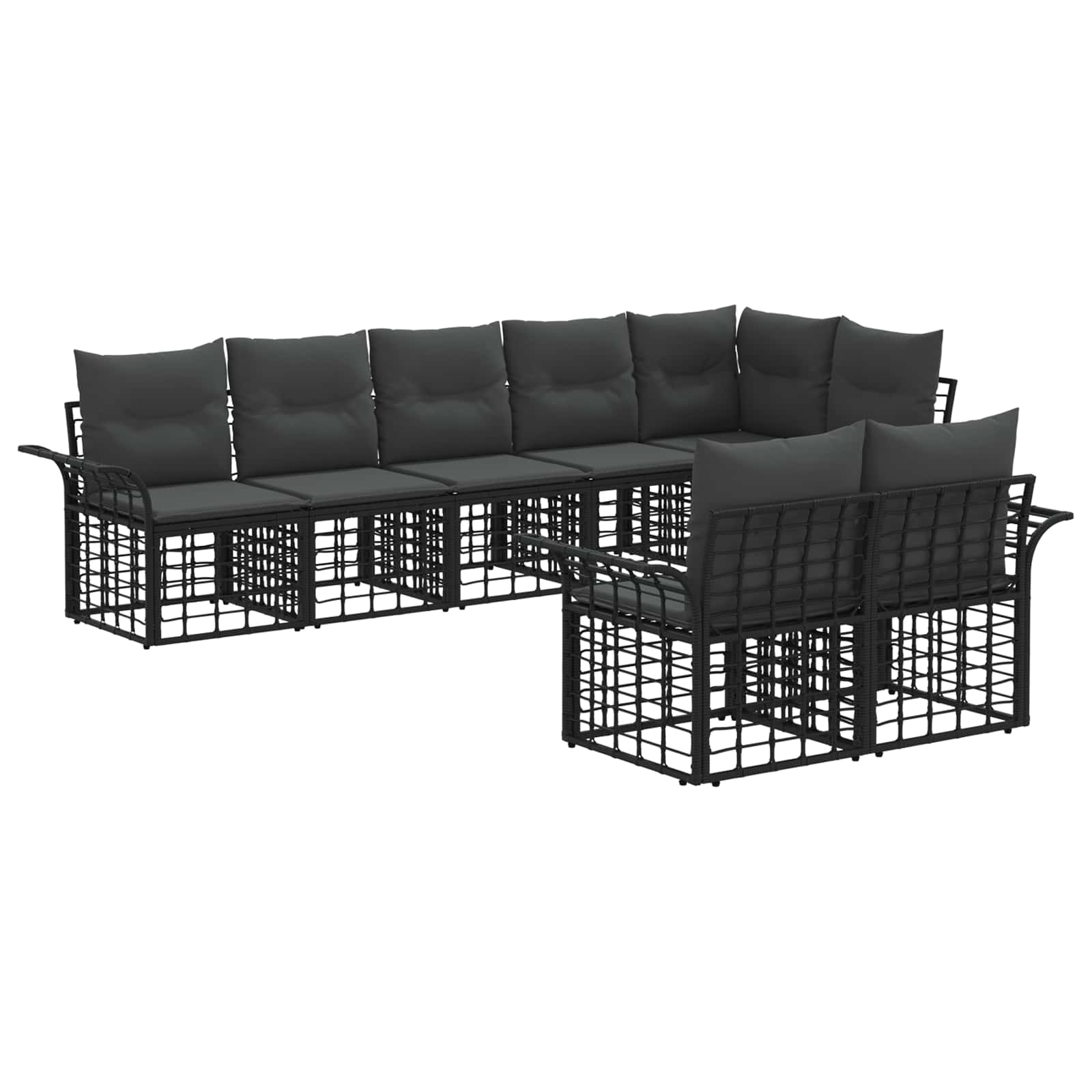 Set vanjskih sofa 8 pcs Crna i tamno siva poliratan