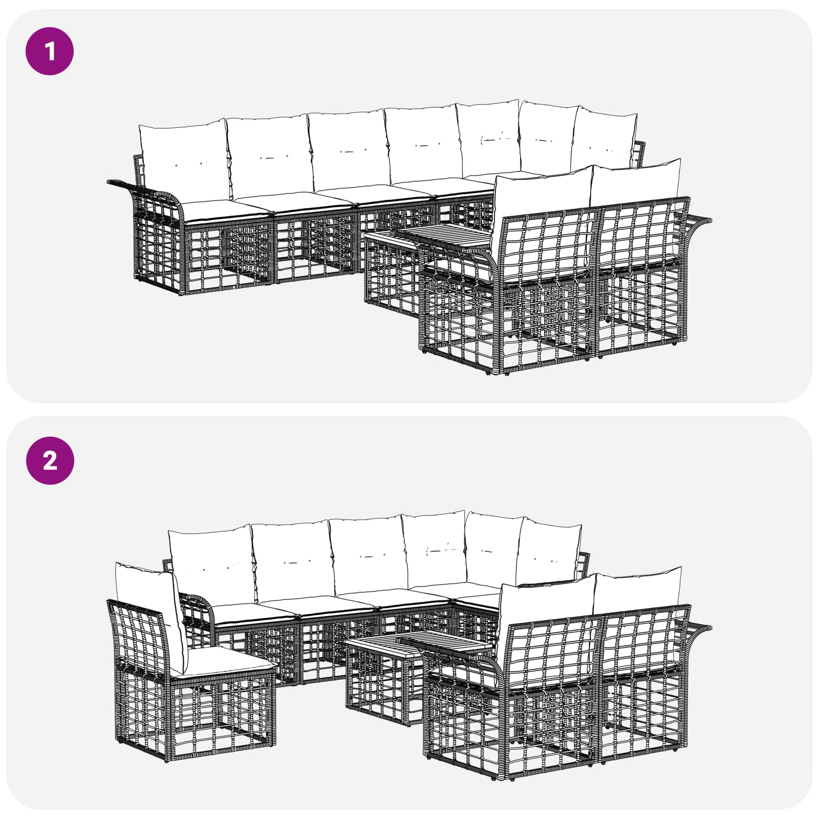 Set vanjskih sofa 9 pcs Prirodna i krema bijela poliratan