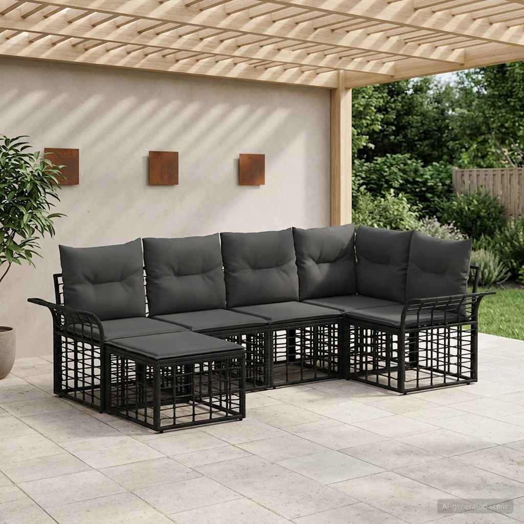 Set vanjskih sofa 6 pcs Crna i tamno siva Poliester