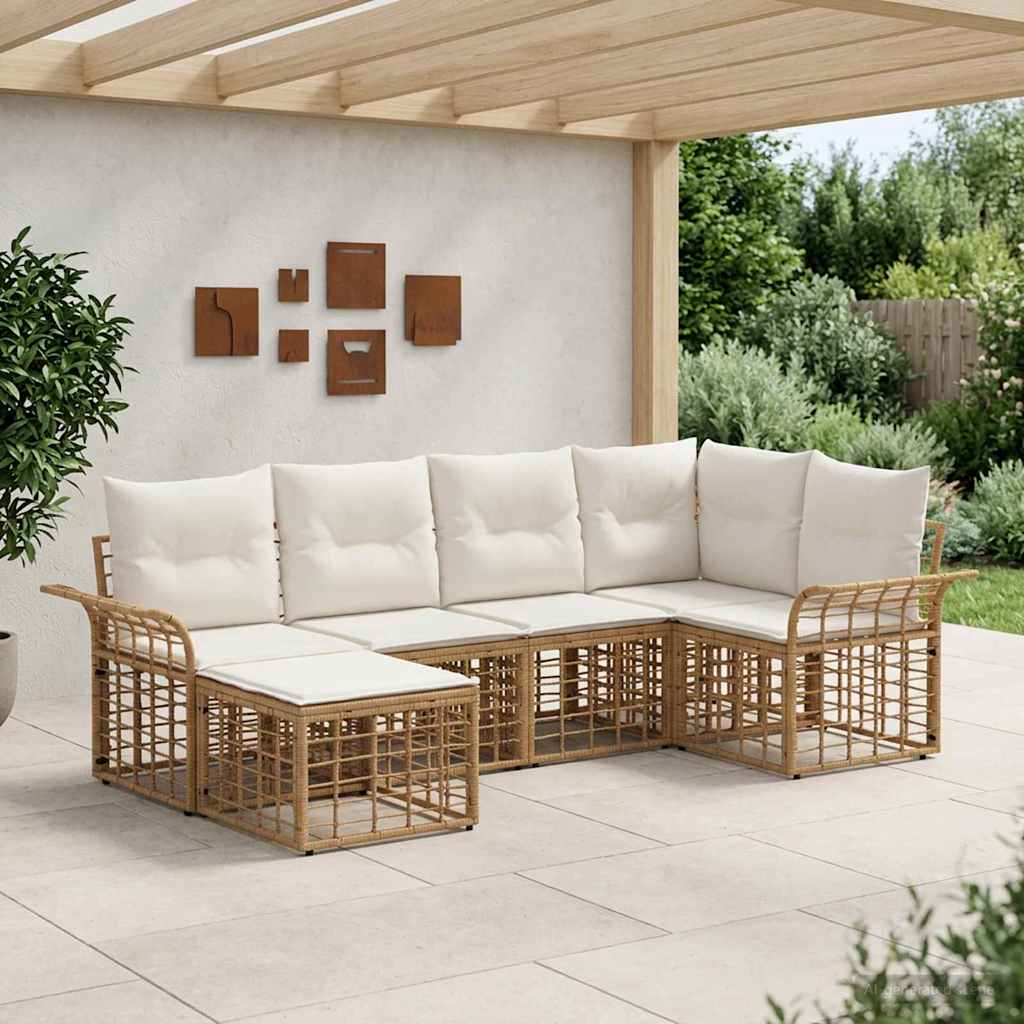 Set vanjskih sofa 6 pcs Prirodna i krema bijela Poliester