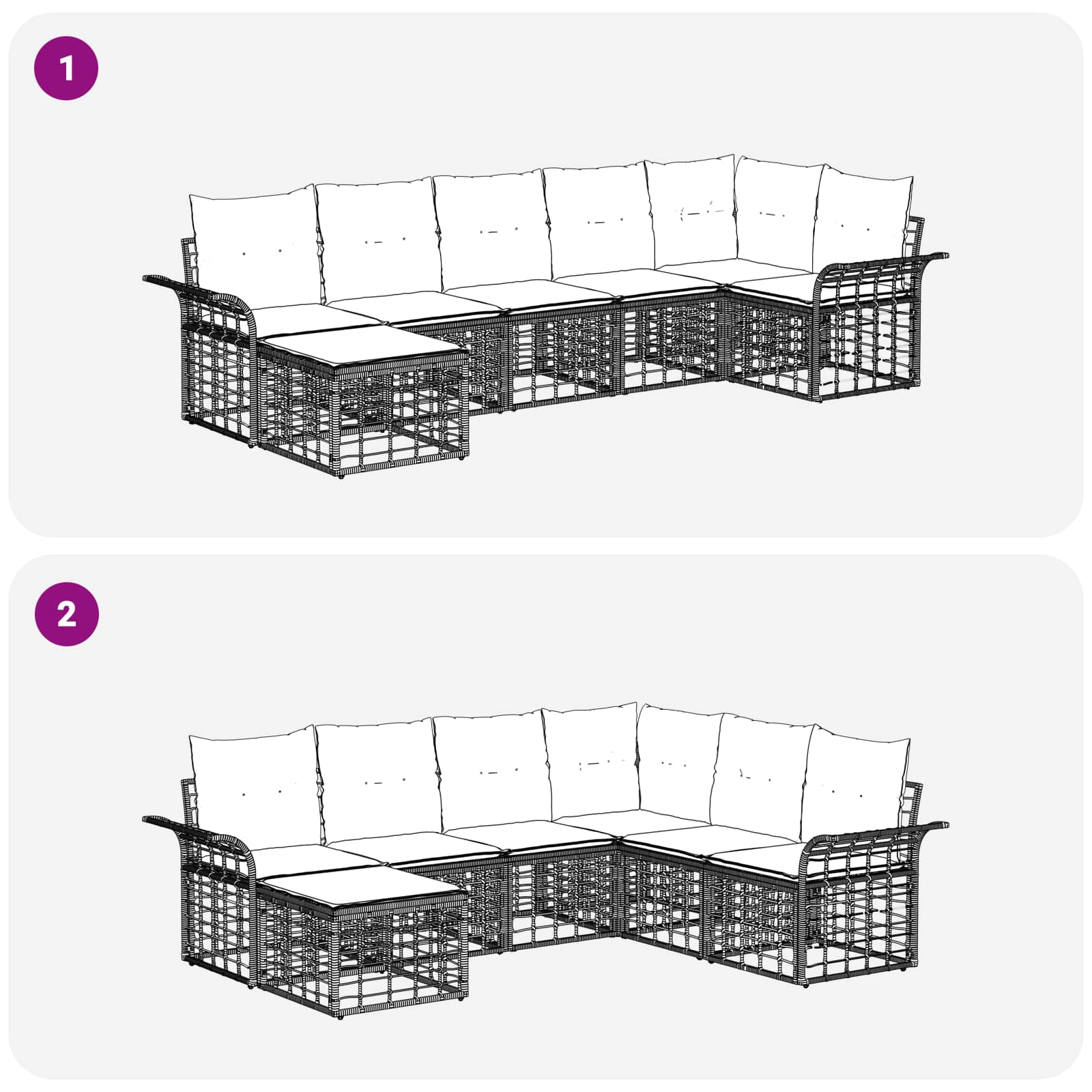 Set vanjskih sofa 7 pcs Crna i tamno siva Poliester
