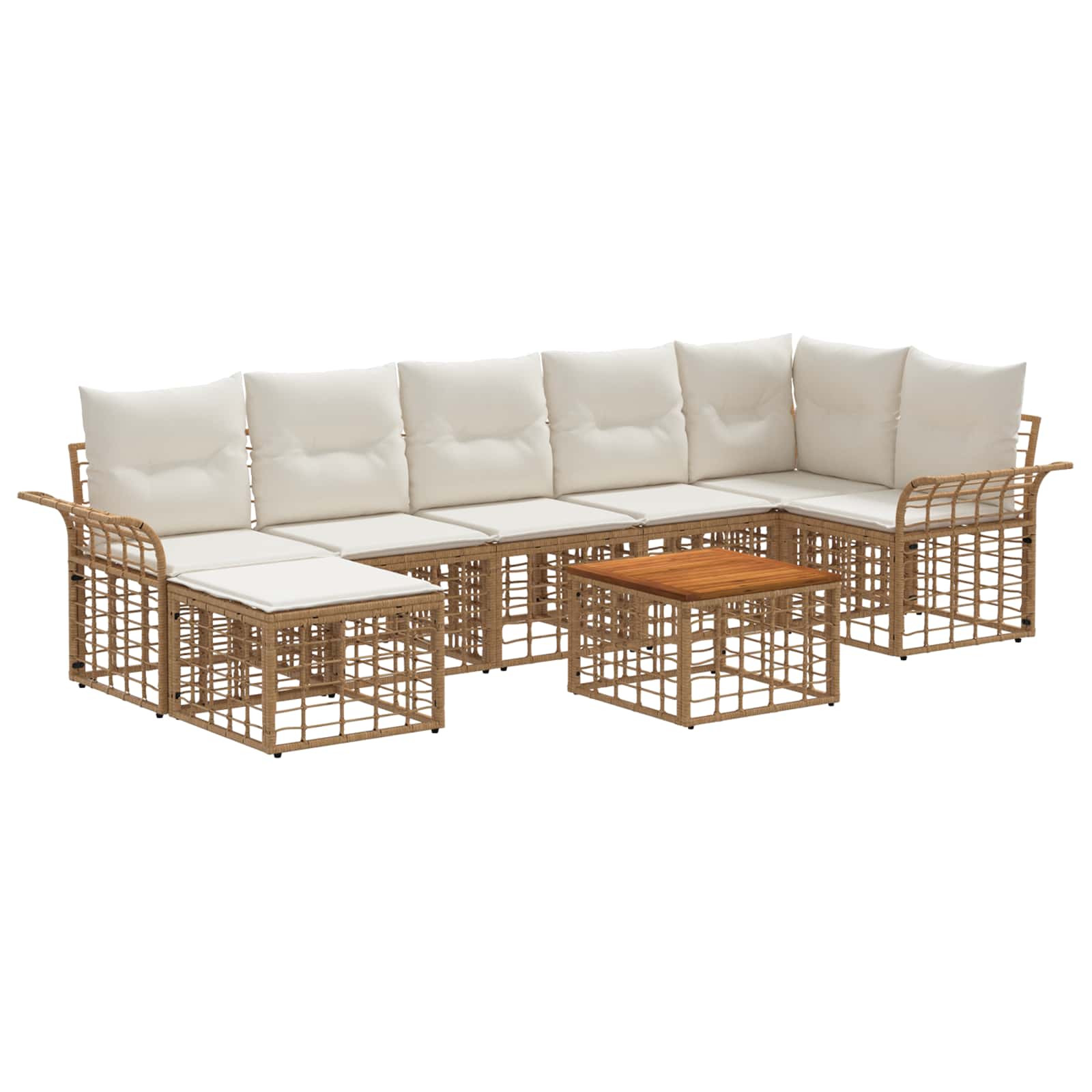Set vanjskih sofa 8 pcs Prirodna i krema bijela Poliester