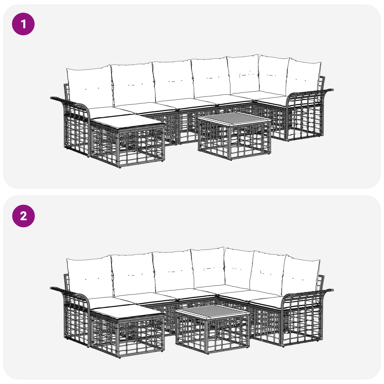 Set vanjskih sofa 8 pcs Prirodna i krema bijela Poliester