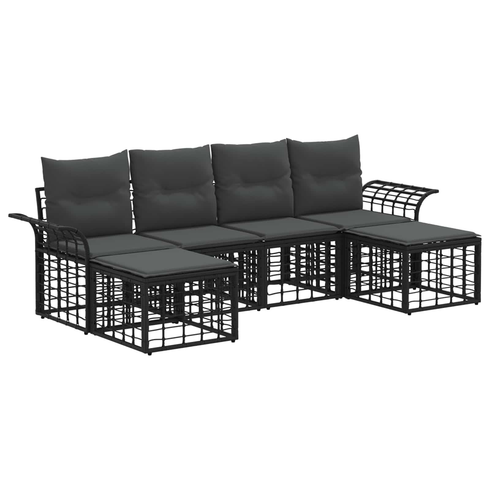 Set vanjskih sofa 6 pcs Crna i tamno siva Poliester