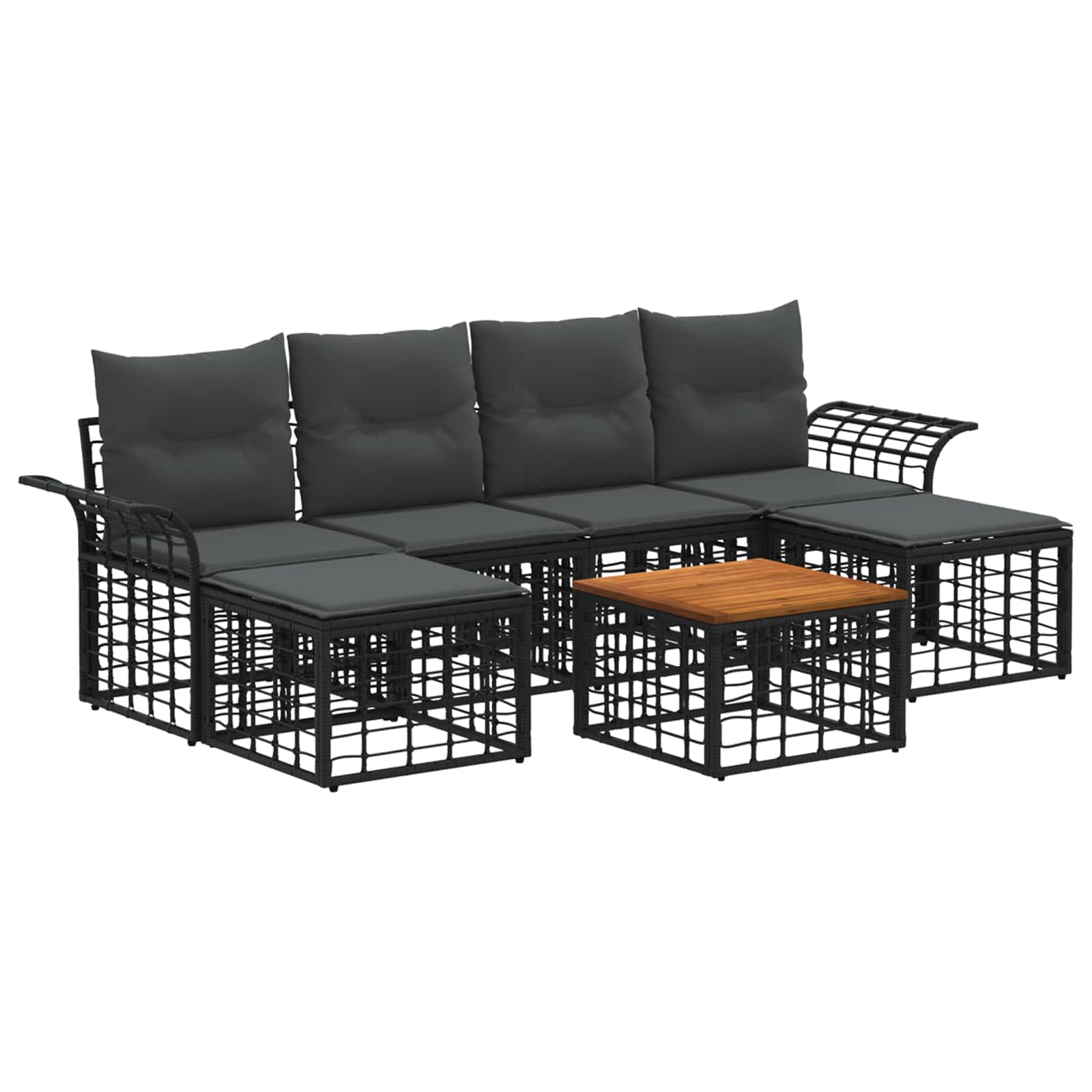 Set vanjskih sofa 7 pcs Crna i tamno siva Poliester