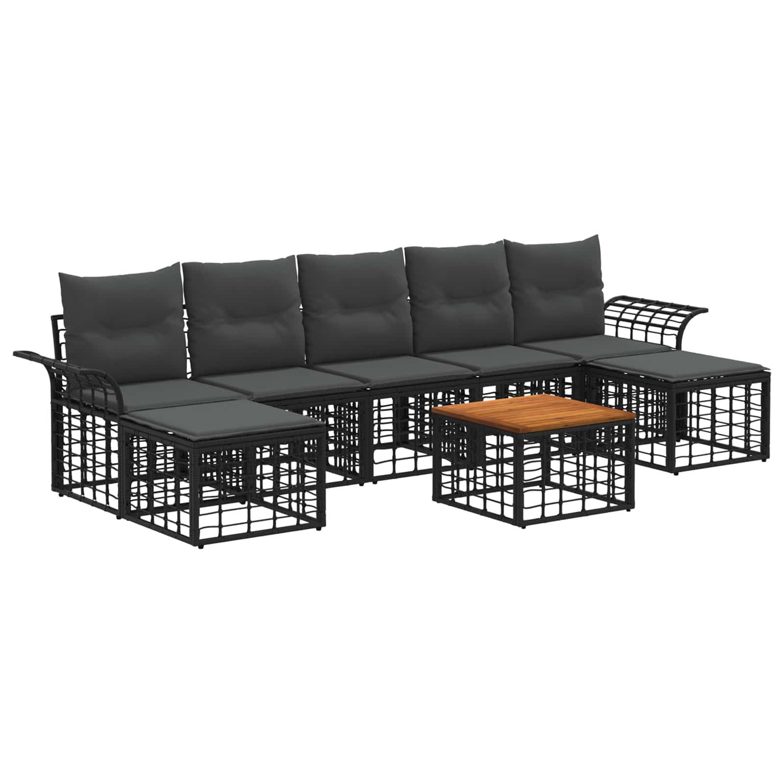 Set vanjskih sofa 8 kom. Crna i tamno siva Poliester