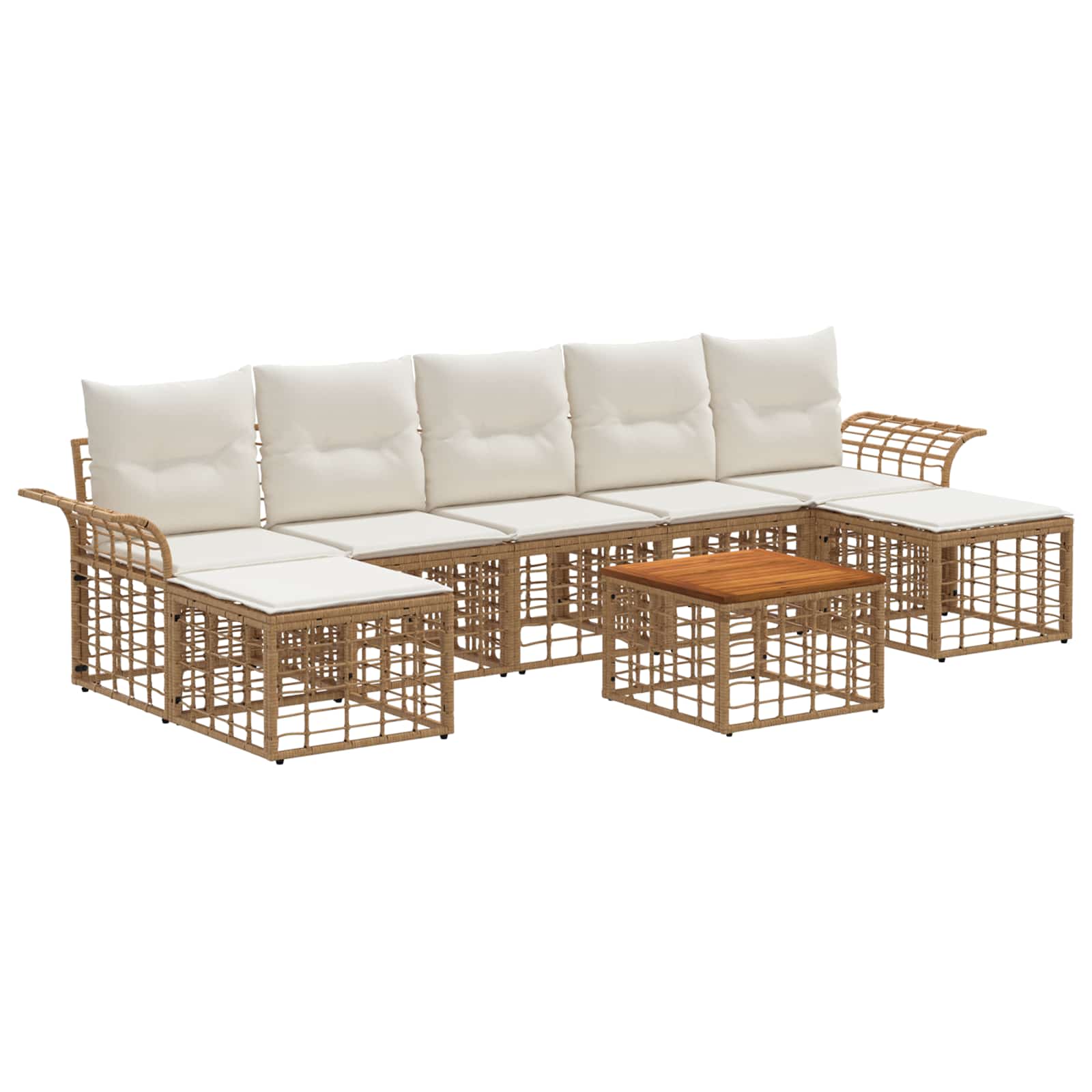 Set vanjskih sofa 8 pcs Prirodna i krema bijela Poliester