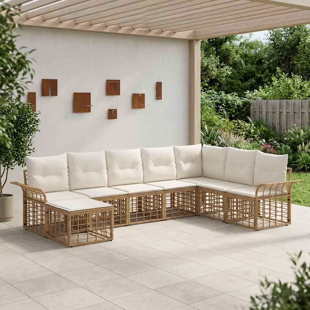 Set vanjskih sofa 8 pcs Prirodna i krema bijela Poliester