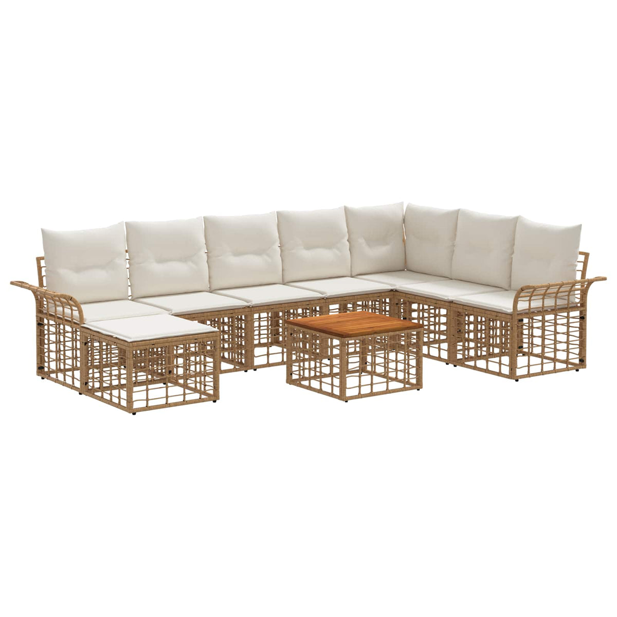 Set vanjskih sofa 9 kom. Prirodna i krema bijela Poliester