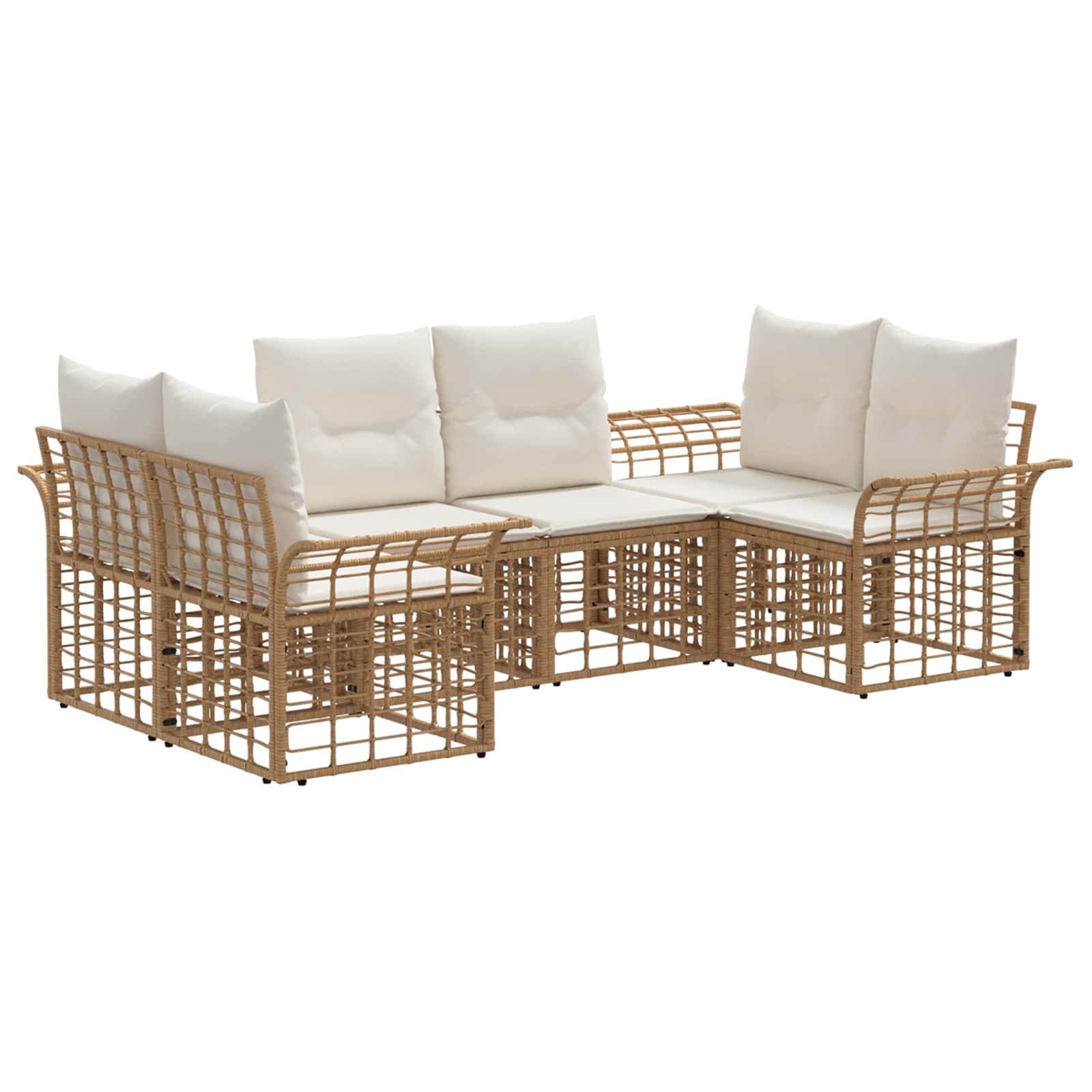 Set vanjskih sofa 6 pcs Prirodna i krema bijela Poliester