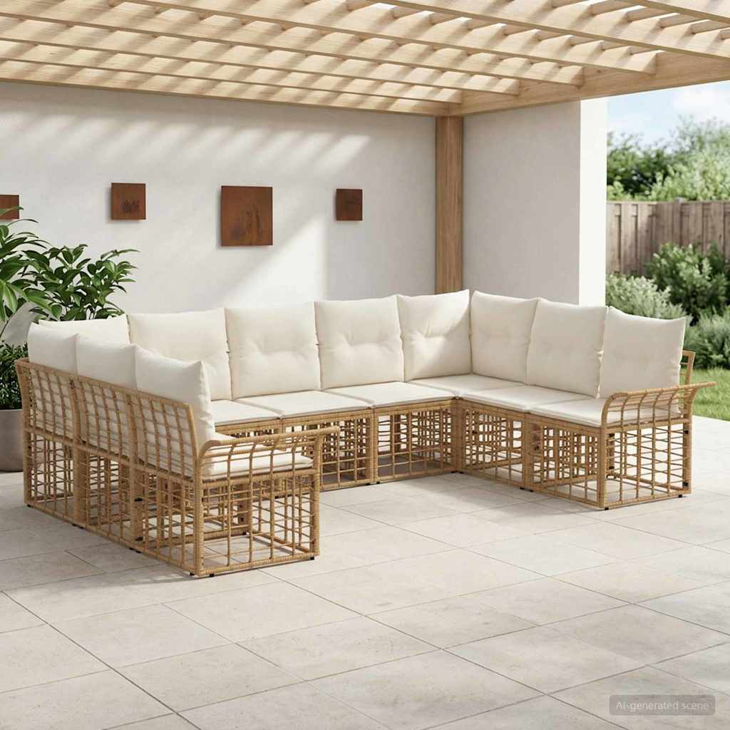 Set vanjskih sofa 9 pcs Prirodna i krema bijela Poliester