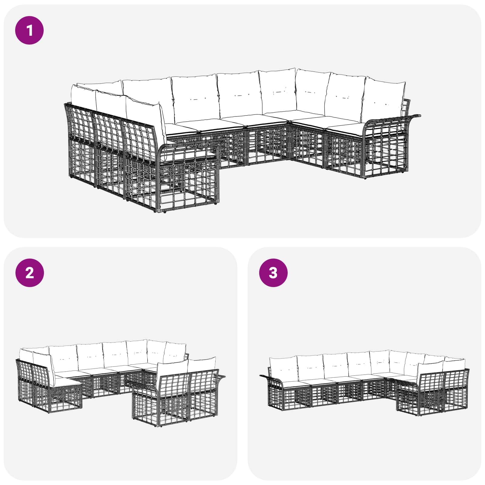 Set vanjskih sofa 9 pcs Prirodna i krema bijela Poliester