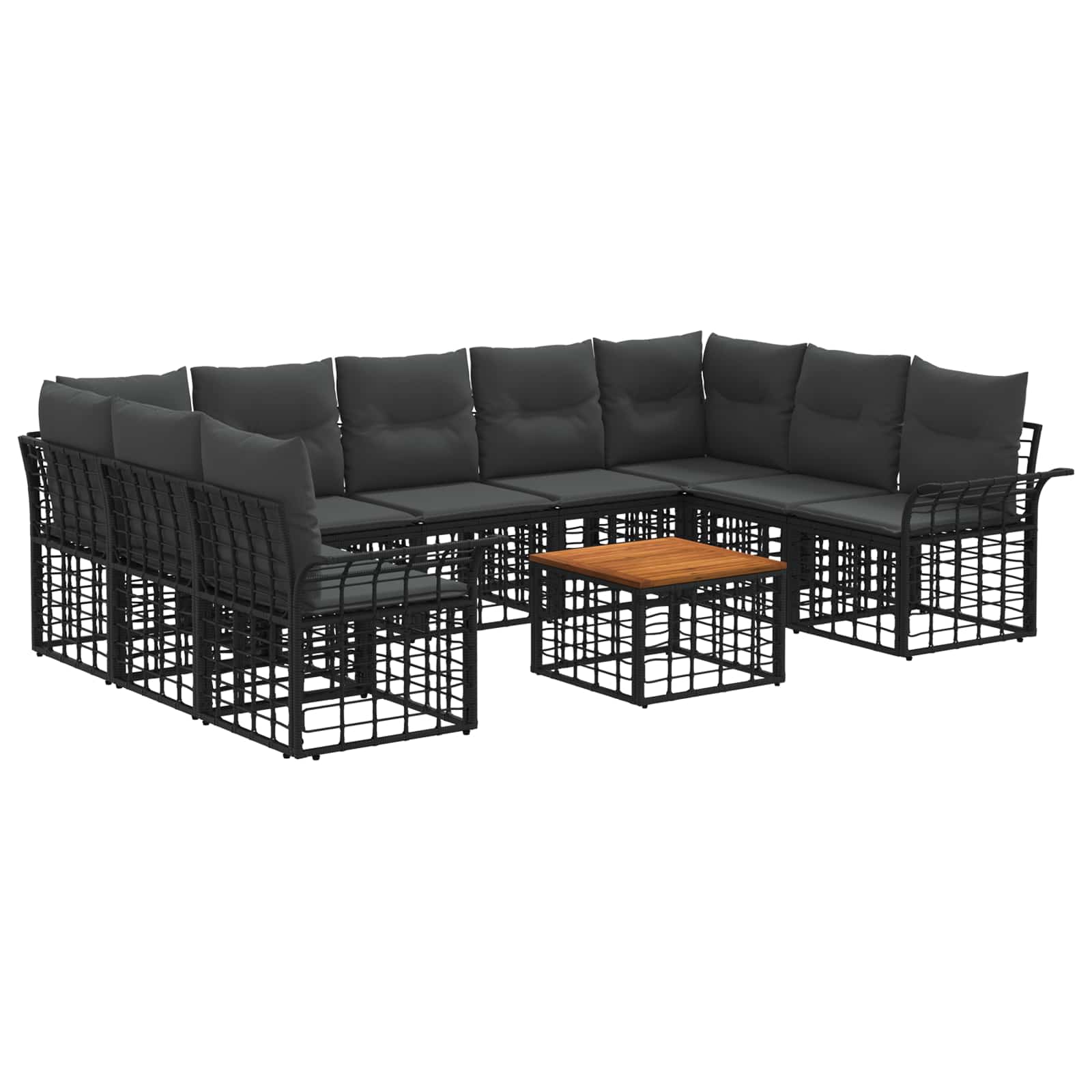Set vanjskih sofa 10 pcs Crna i tamno siva Poliester