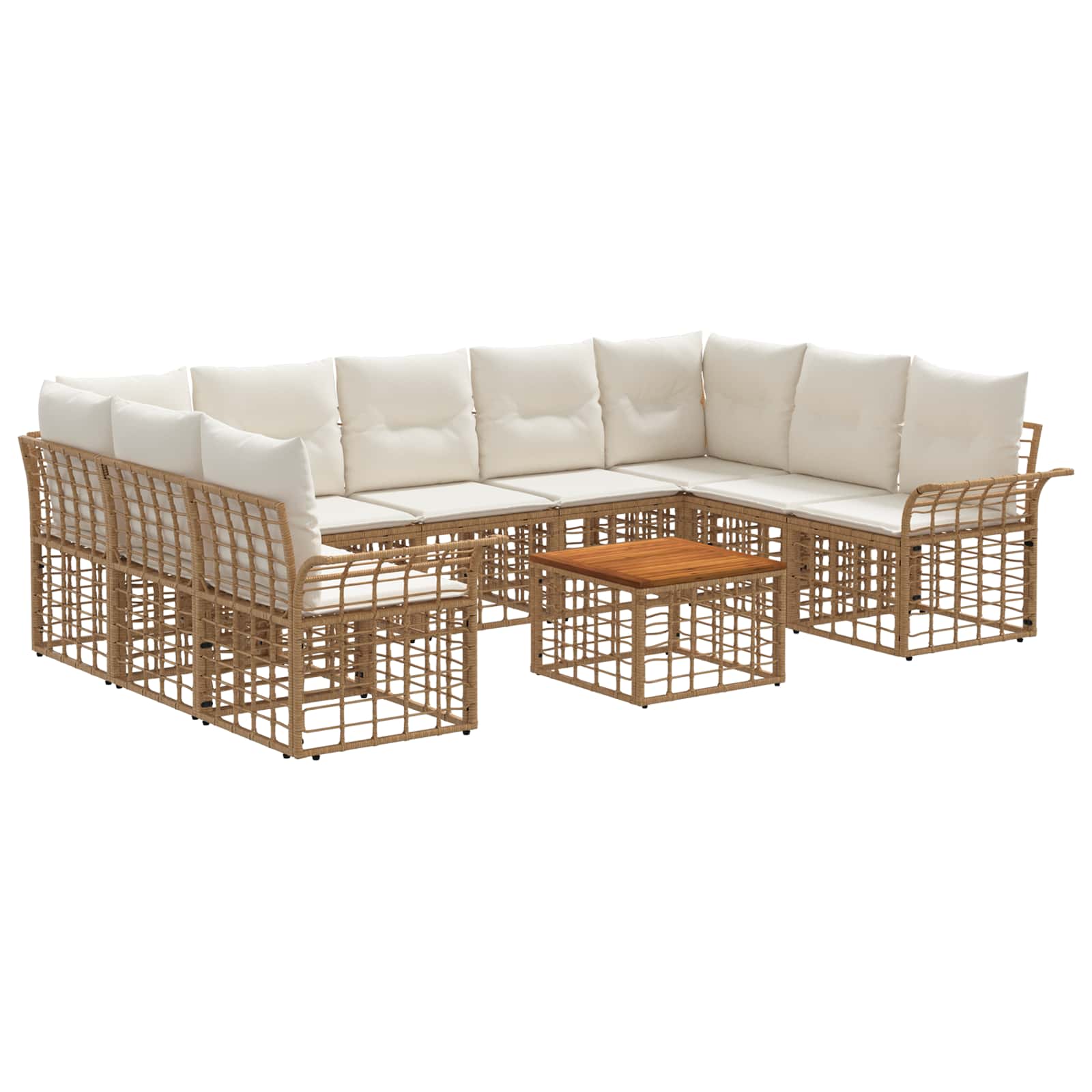 Set vanjskih sofa 10 pcs Prirodna i krema bijela Poliester