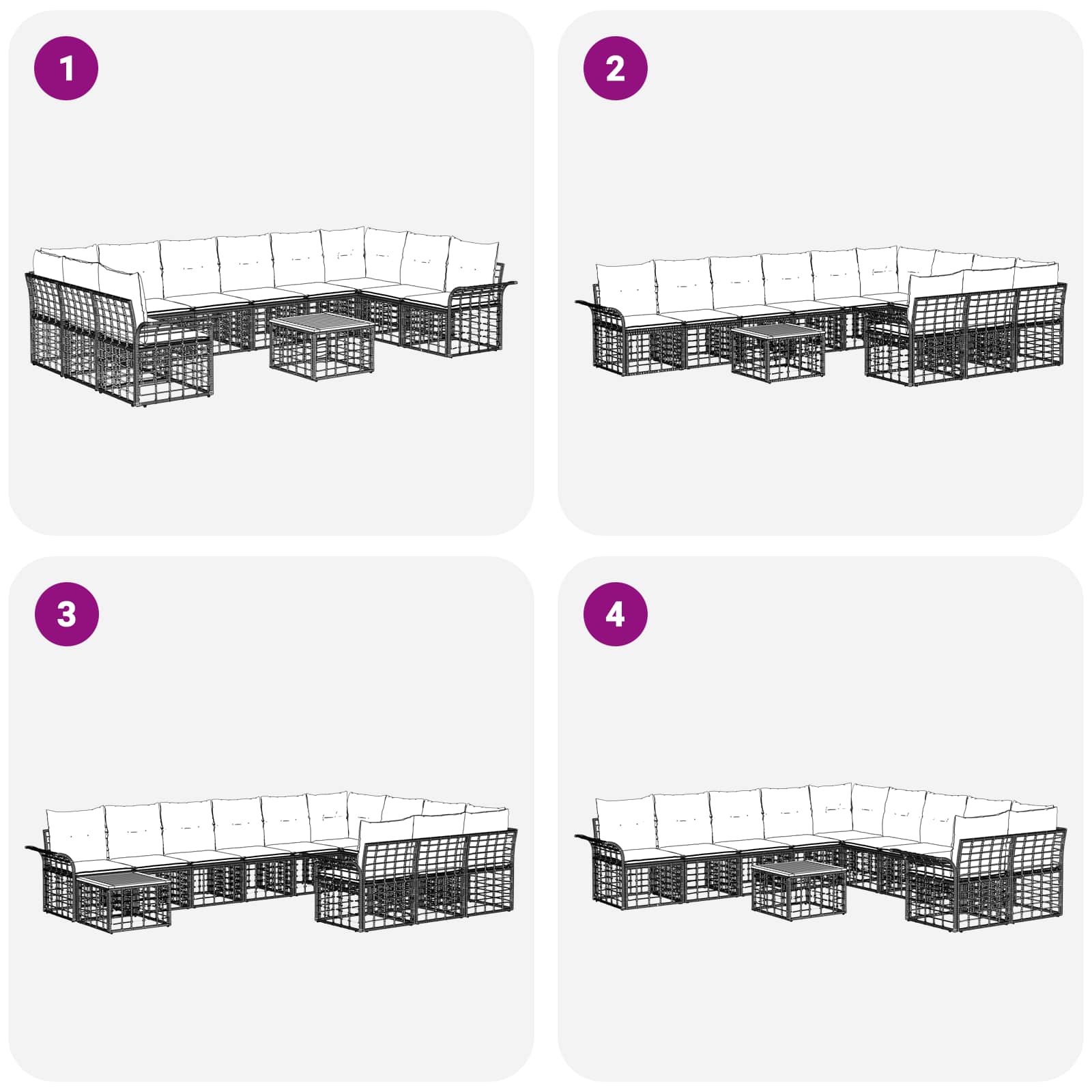Set vanjskih sofa 11 pcs Crna i tamno siva Poliester