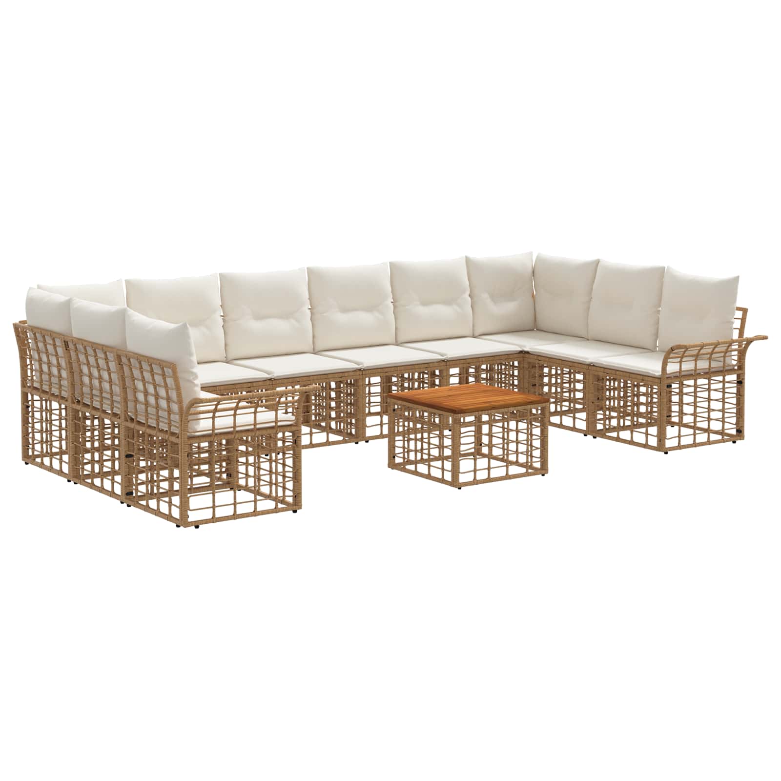 Set vanjskih sofa 11 pcs Prirodna i krema bijela Poliester
