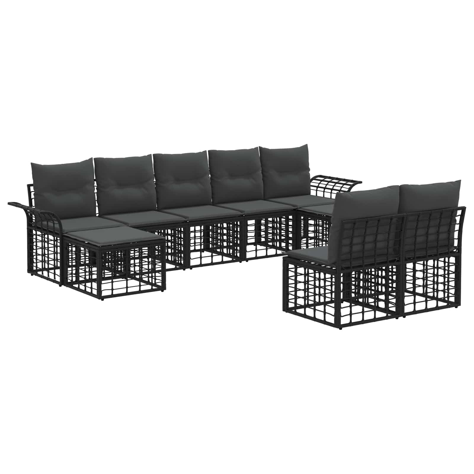 Set vanjskih sofa 9 pcs Crna i tamno siva Poliester
