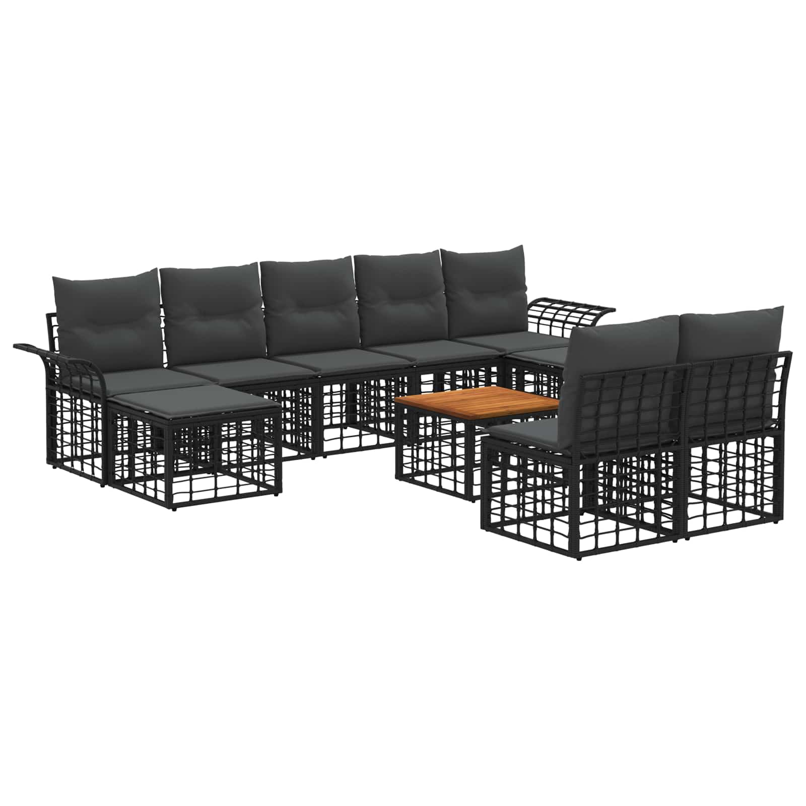 Set vanjskih sofa 10 pcs Crna i tamno siva Poliester