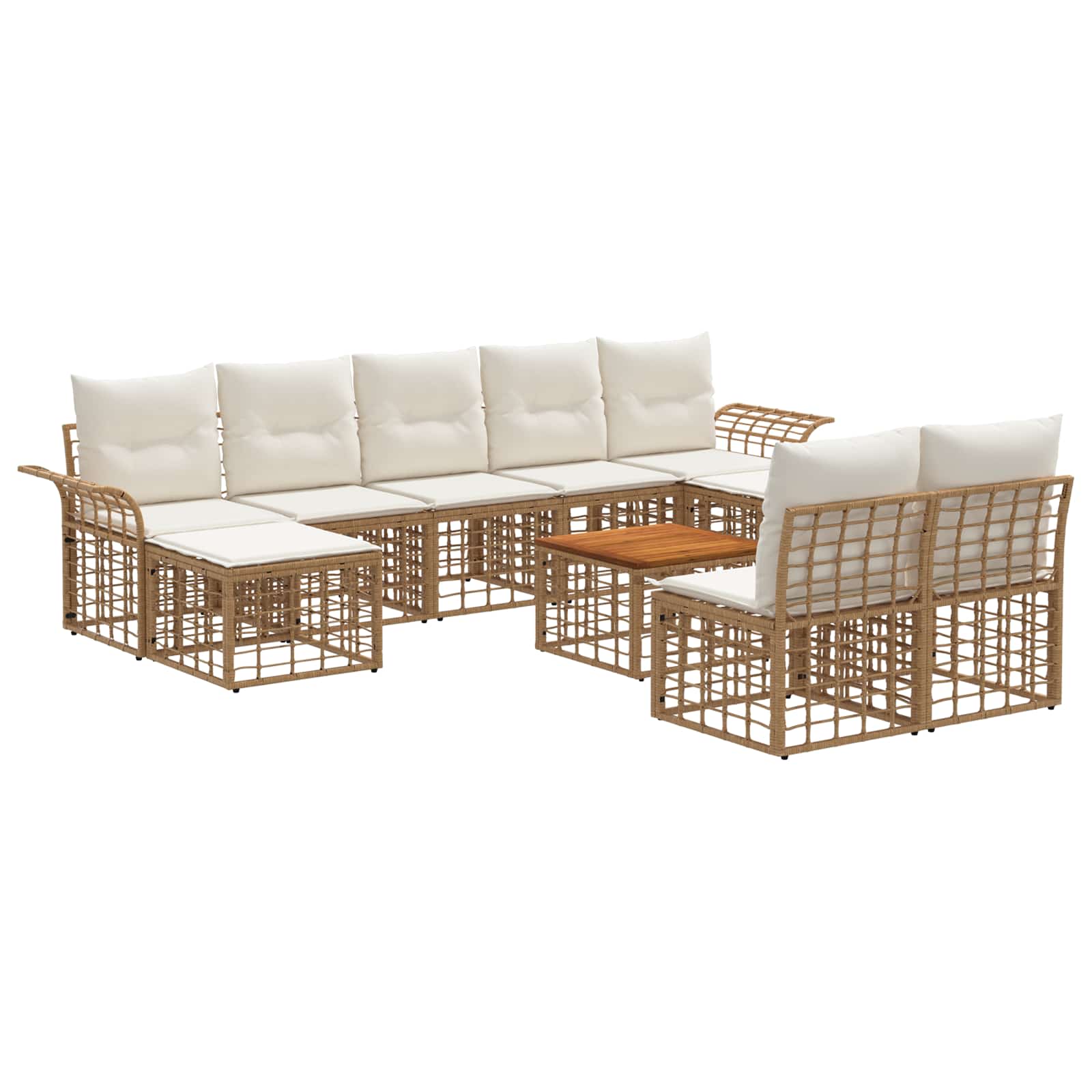 Set vanjskih sofa 10 pcs Prirodna i krema bijela Poliester