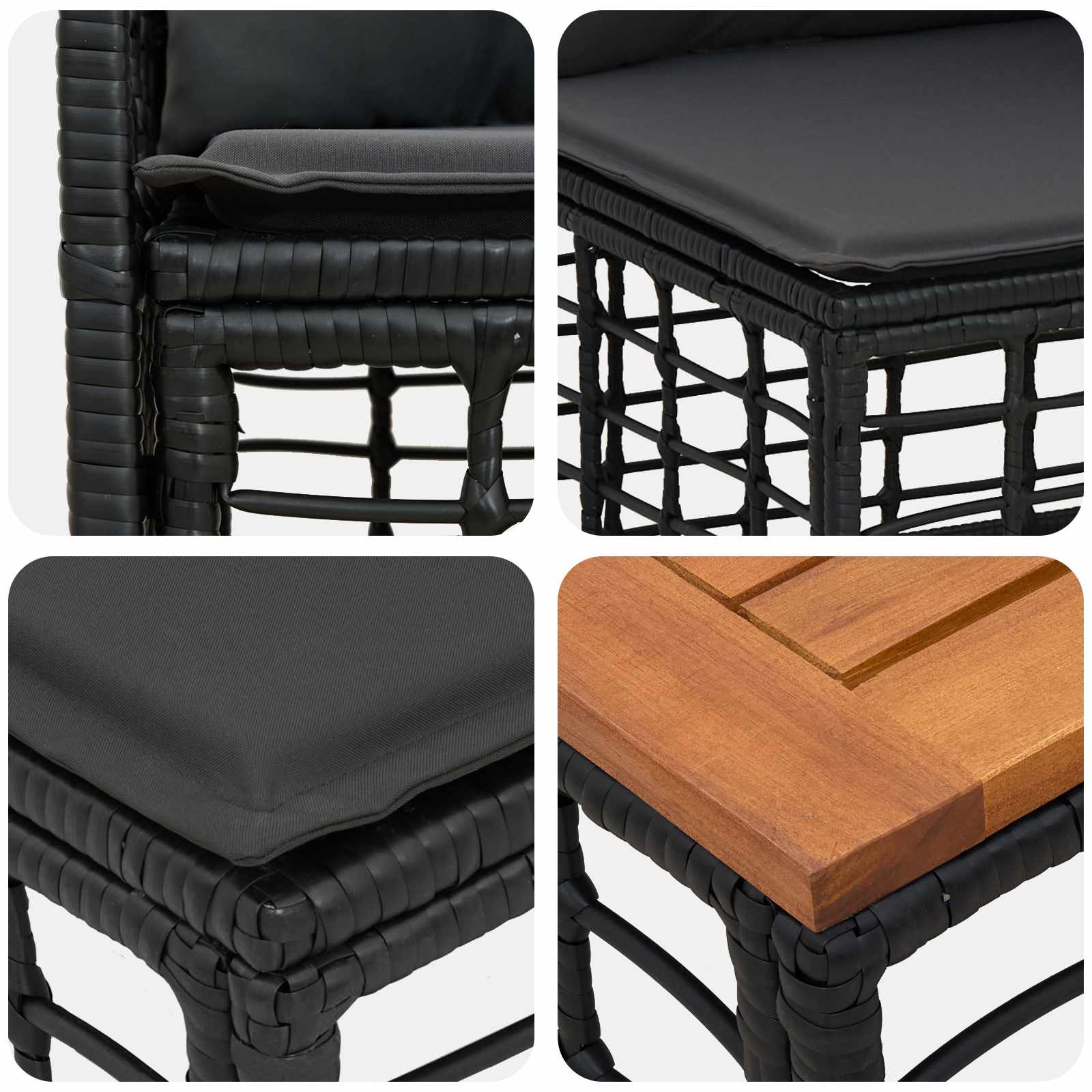 Set vanjskih sofa 11 kom. Crna i tamno siva Poliester
