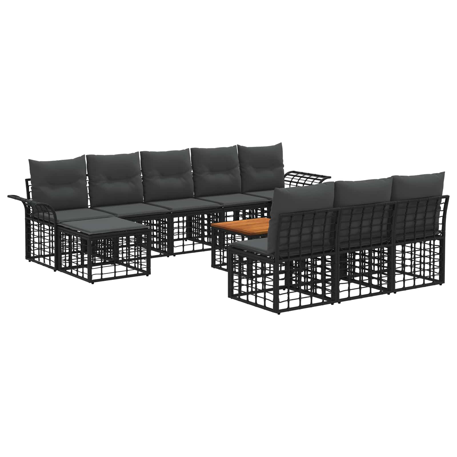 Set vanjskih sofa 11 kom. Crna i tamno siva Poliester