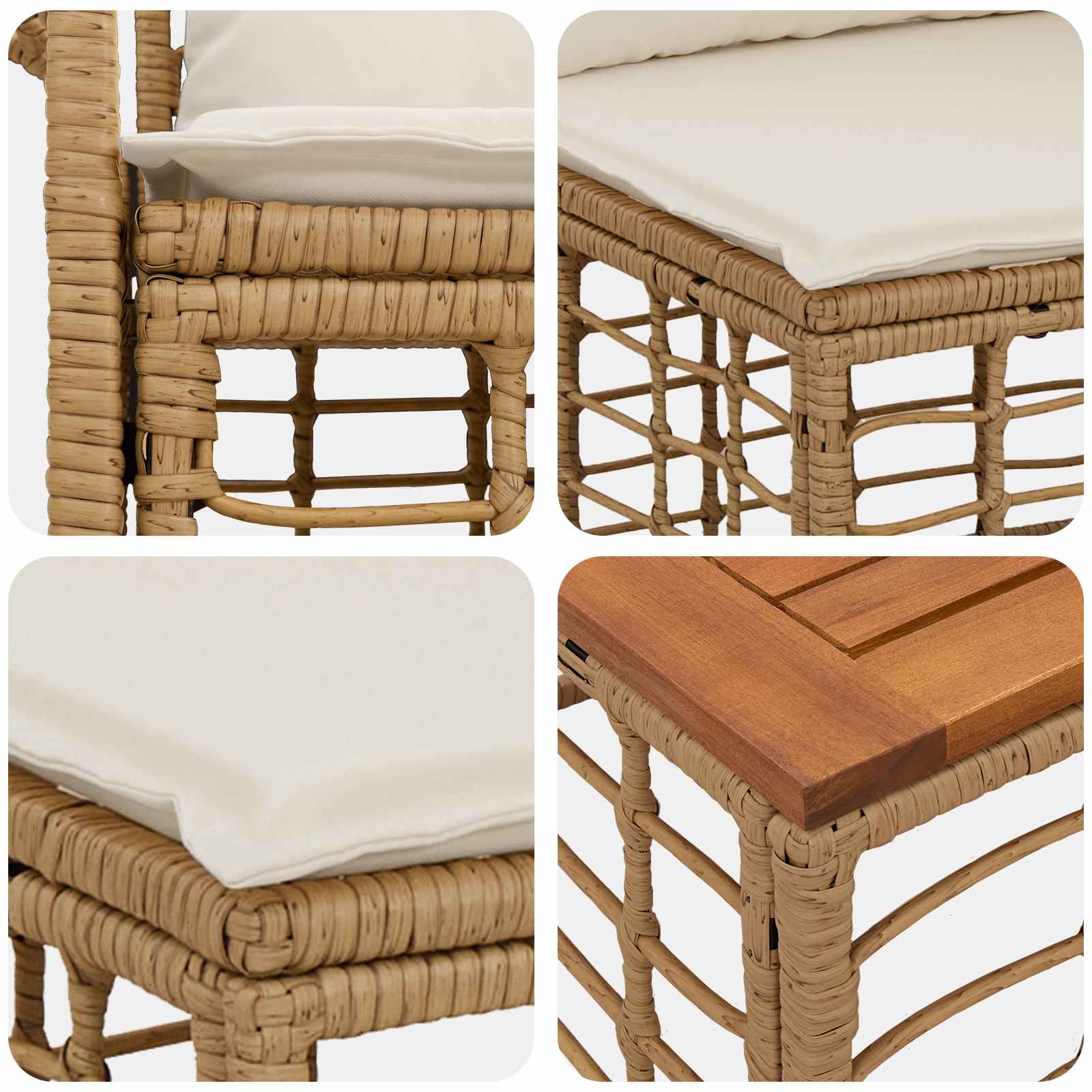 Set vanjskih sofa 11 kom. Prirodna i krema bijela Poliester