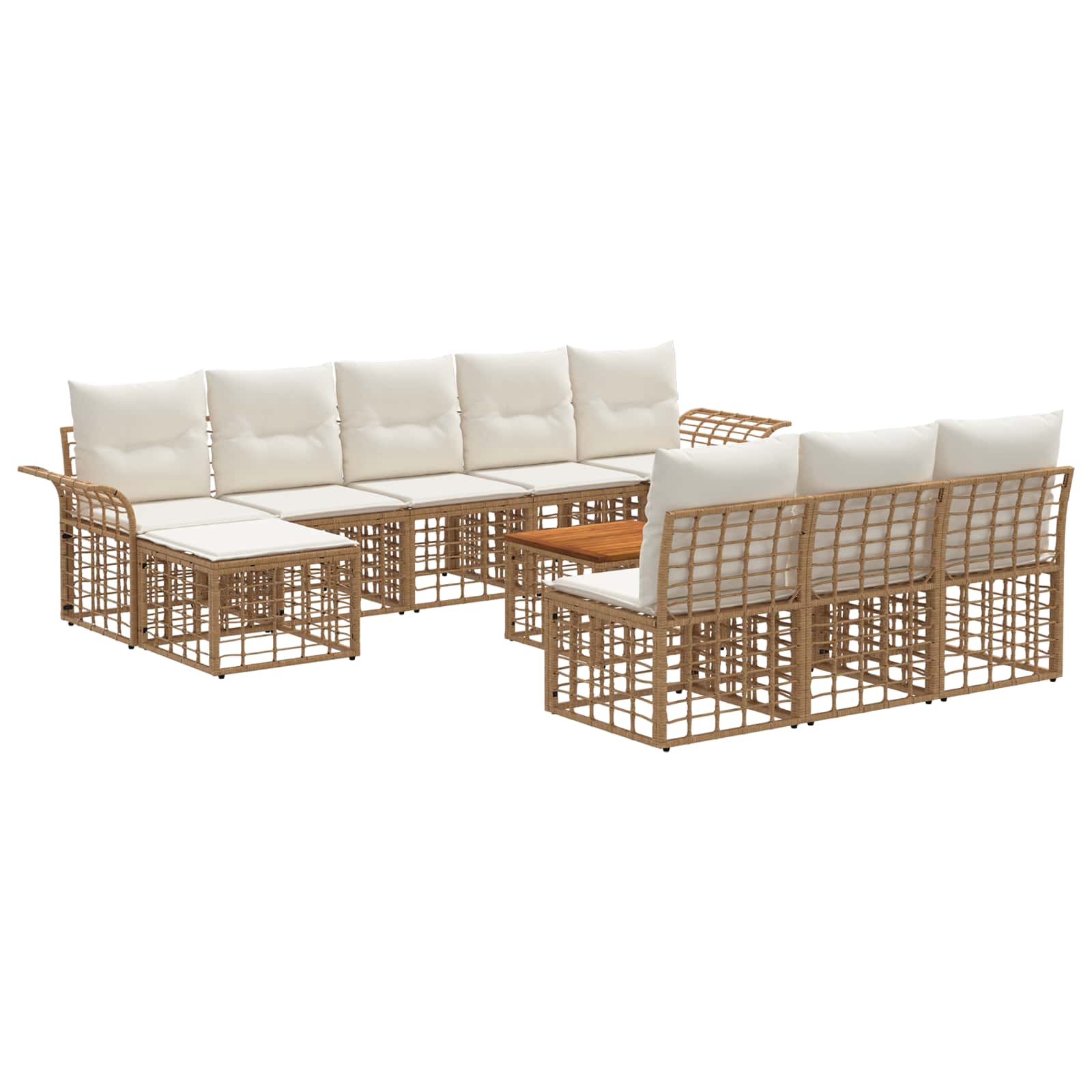Set vanjskih sofa 11 kom. Prirodna i krema bijela Poliester