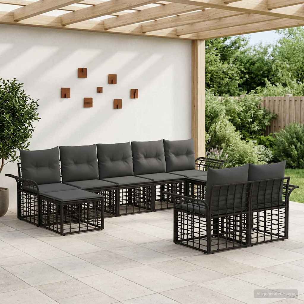 Set vanjskih sofa 9 pcs Crna i tamno siva Poliester