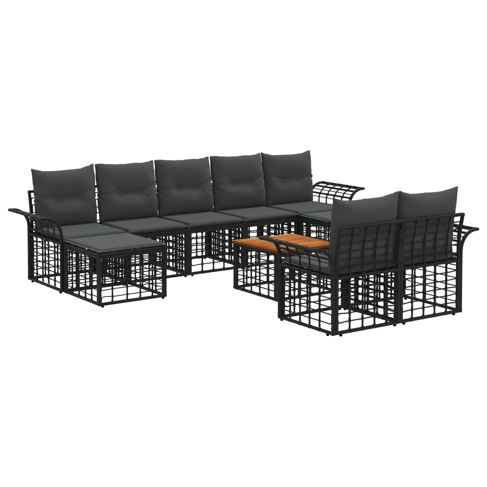 Set vanjskih sofa 10 pcs Crna i tamno siva Poliester