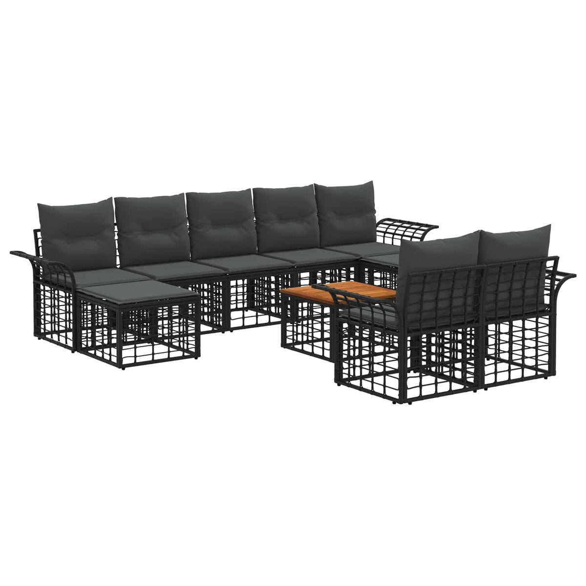 Set vanjskih sofa 10 kom. Crna i tamno siva Poliester