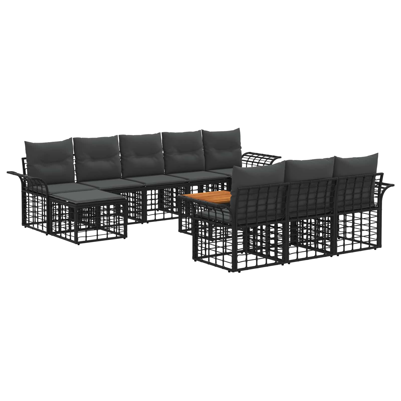 Set vanjskih sofa 11 pcs Crna i tamno siva Poliester